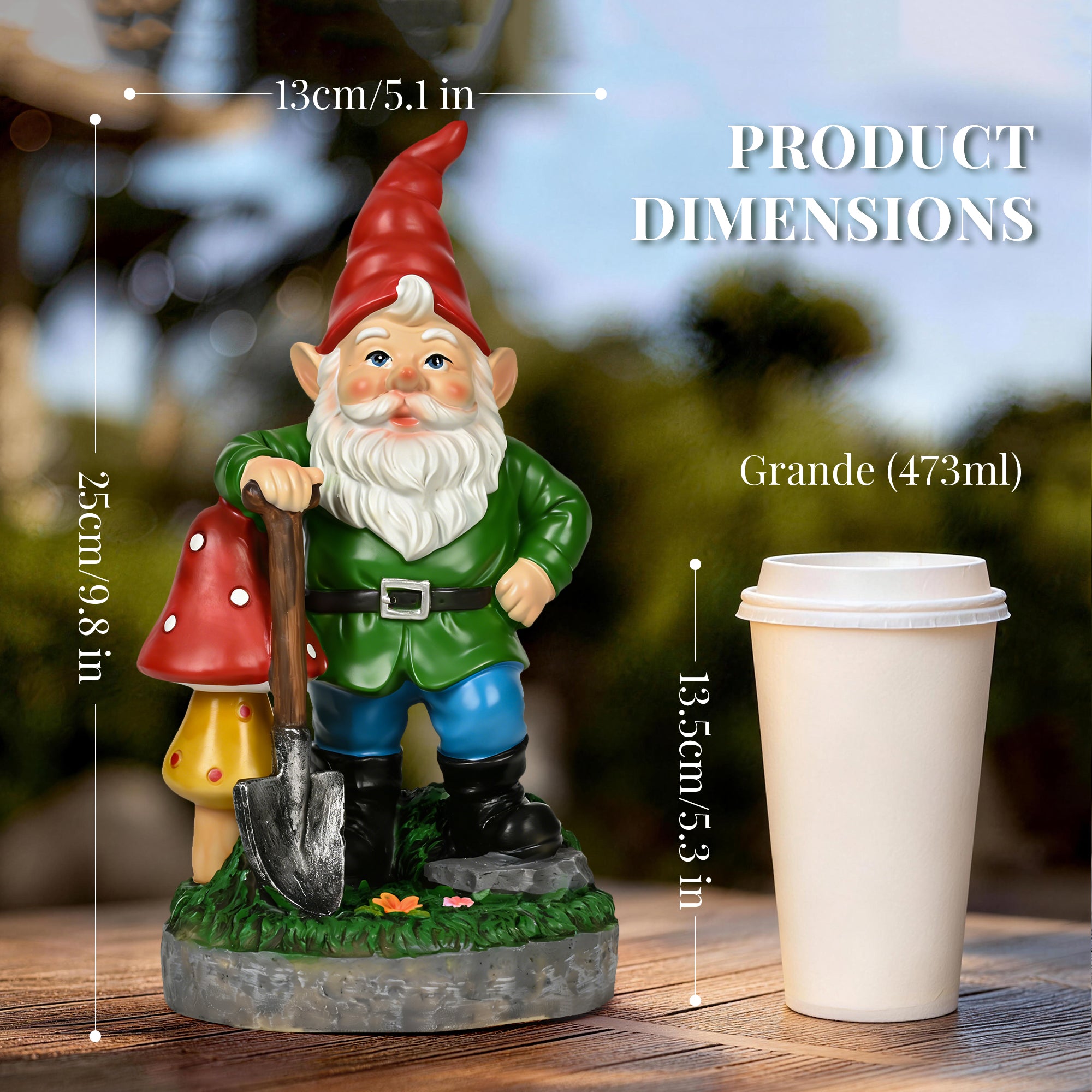 GIGALUMI Solar Garden Gnomes Outdoor 9.8"