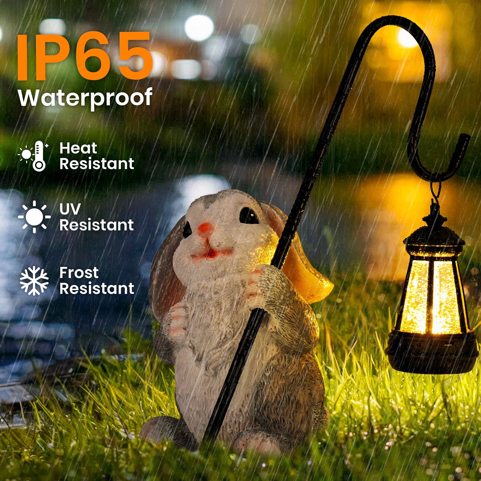 GIGALUMI Solar Powered Rabbit Figurine Statue