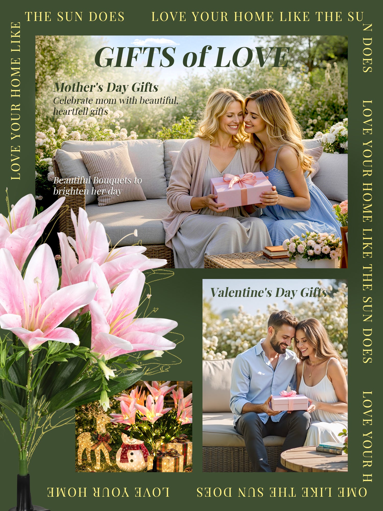 GIGALUMI Solar Garden Lights Lily Garden Decor Carefree Solar Flowers