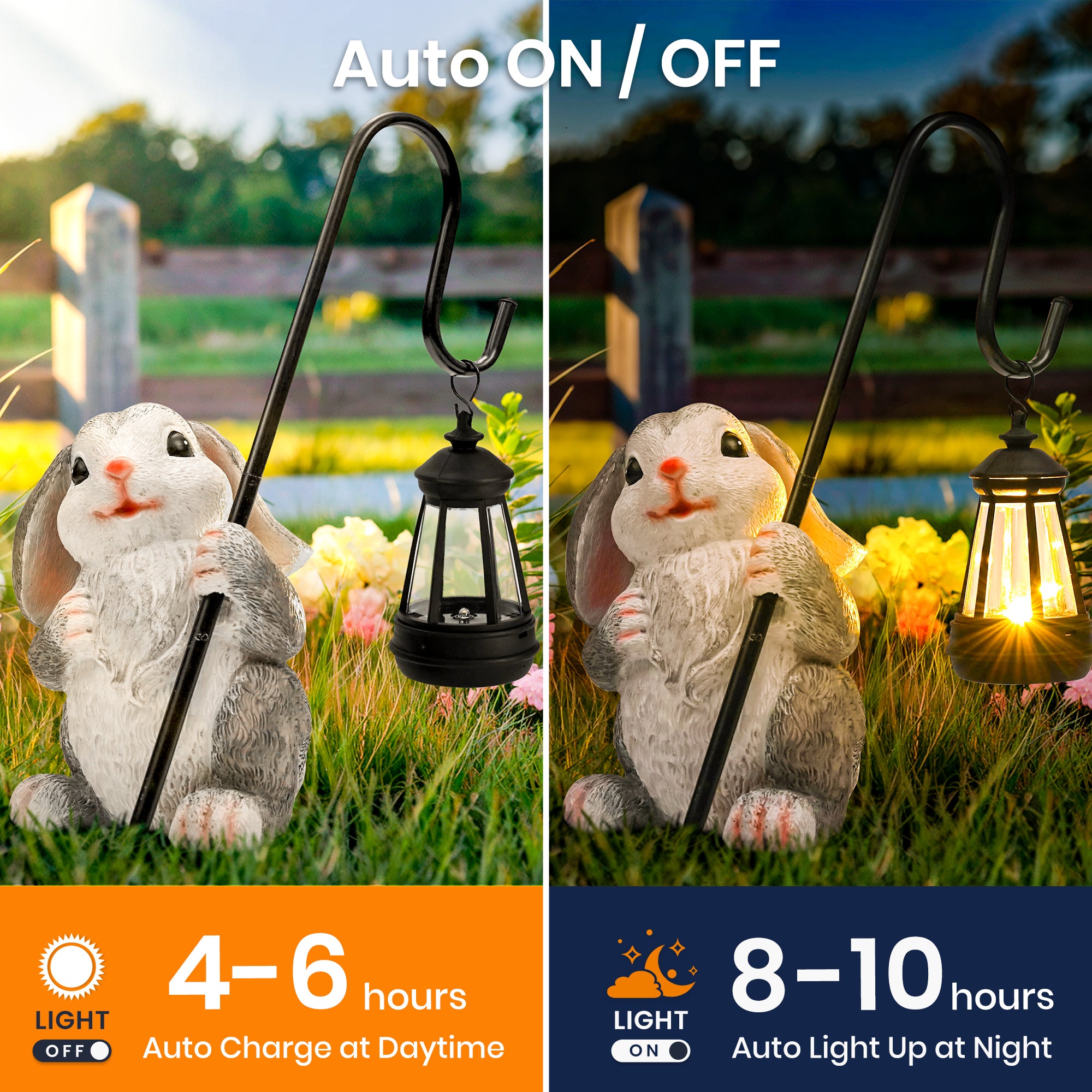 GIGALUMI Solar Powered Rabbit Figurine Statue