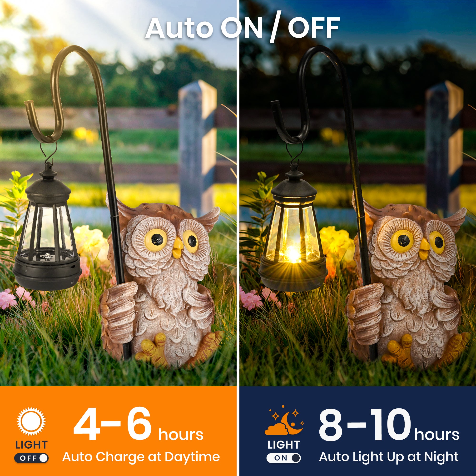 GIGALUMI Solar Powered Owl Figurine Statue