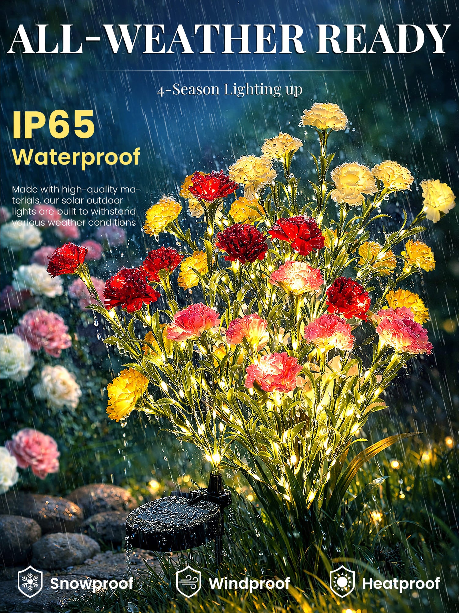 GIGALUMI Artificial Carnations Solar Lights