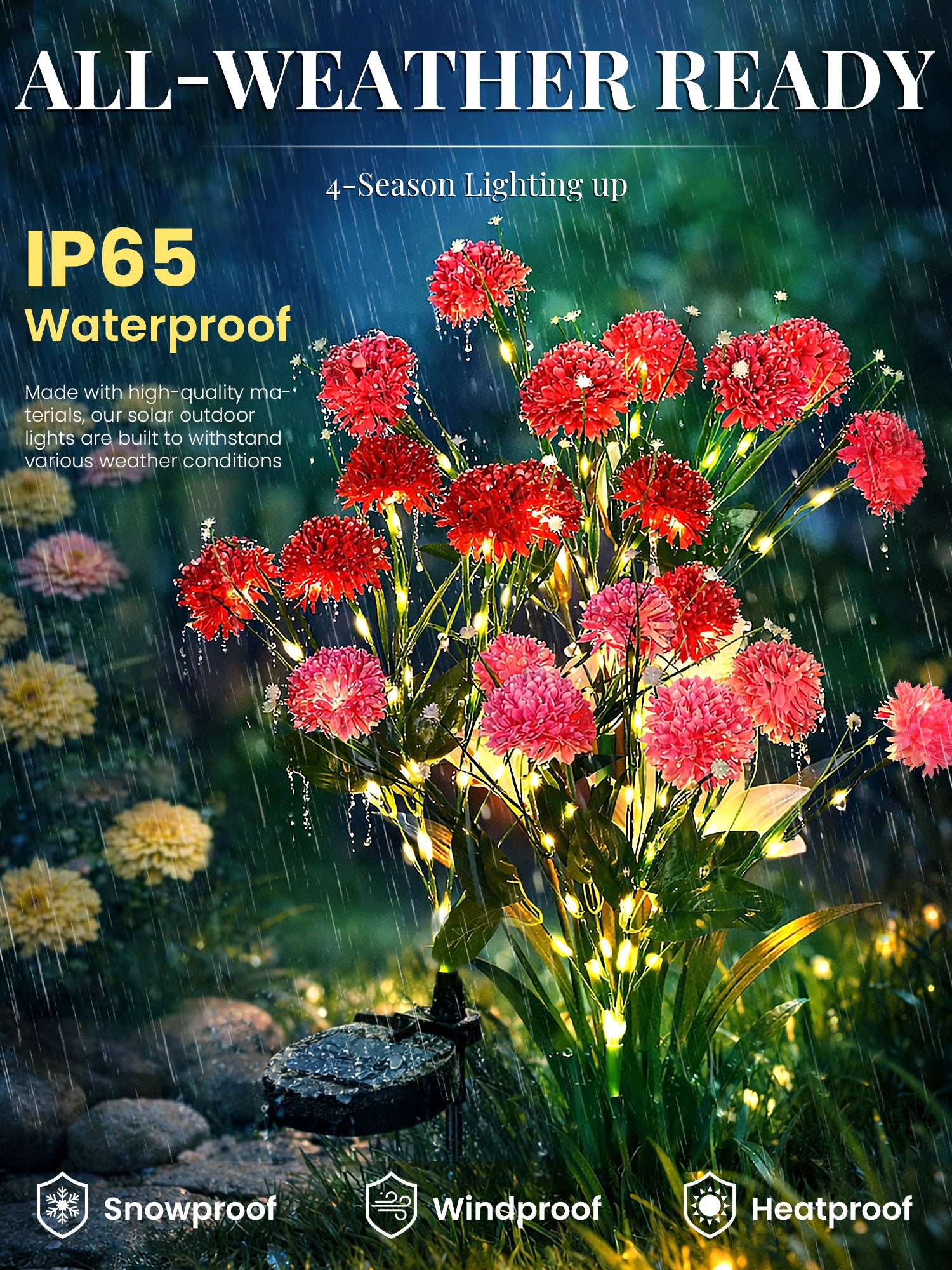 GIGALUMI Artificial Chrysanthemums Solar Lights (3&6 Pack)