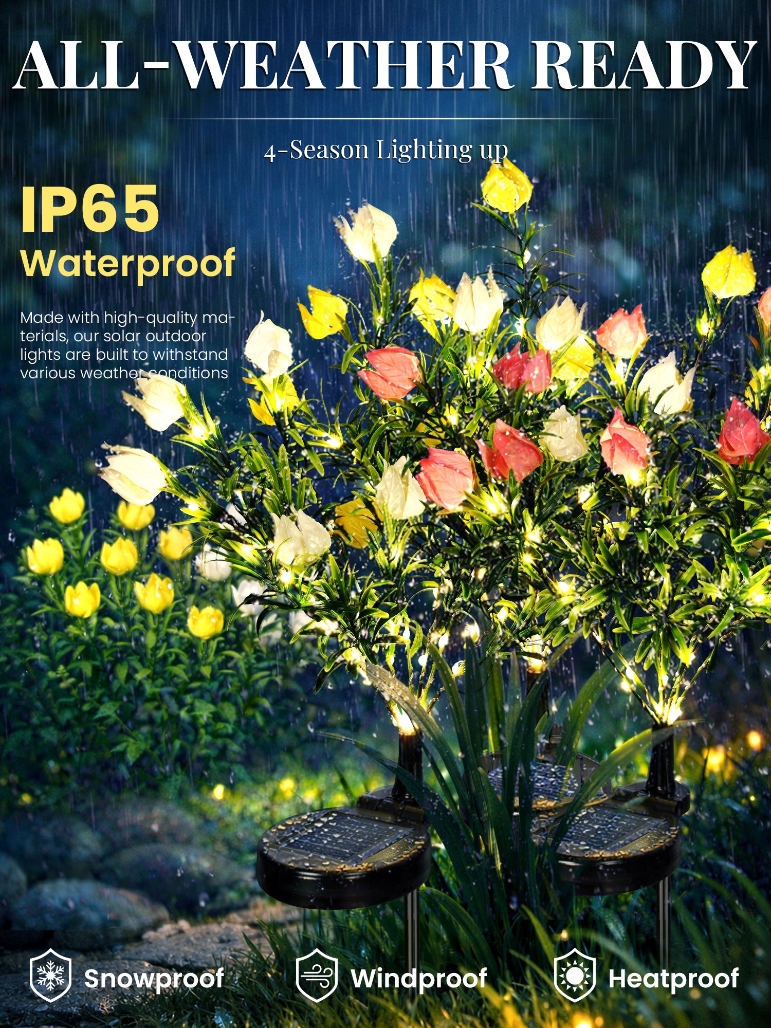 GIGALUMI Solar Garden Lights with Gardenias
