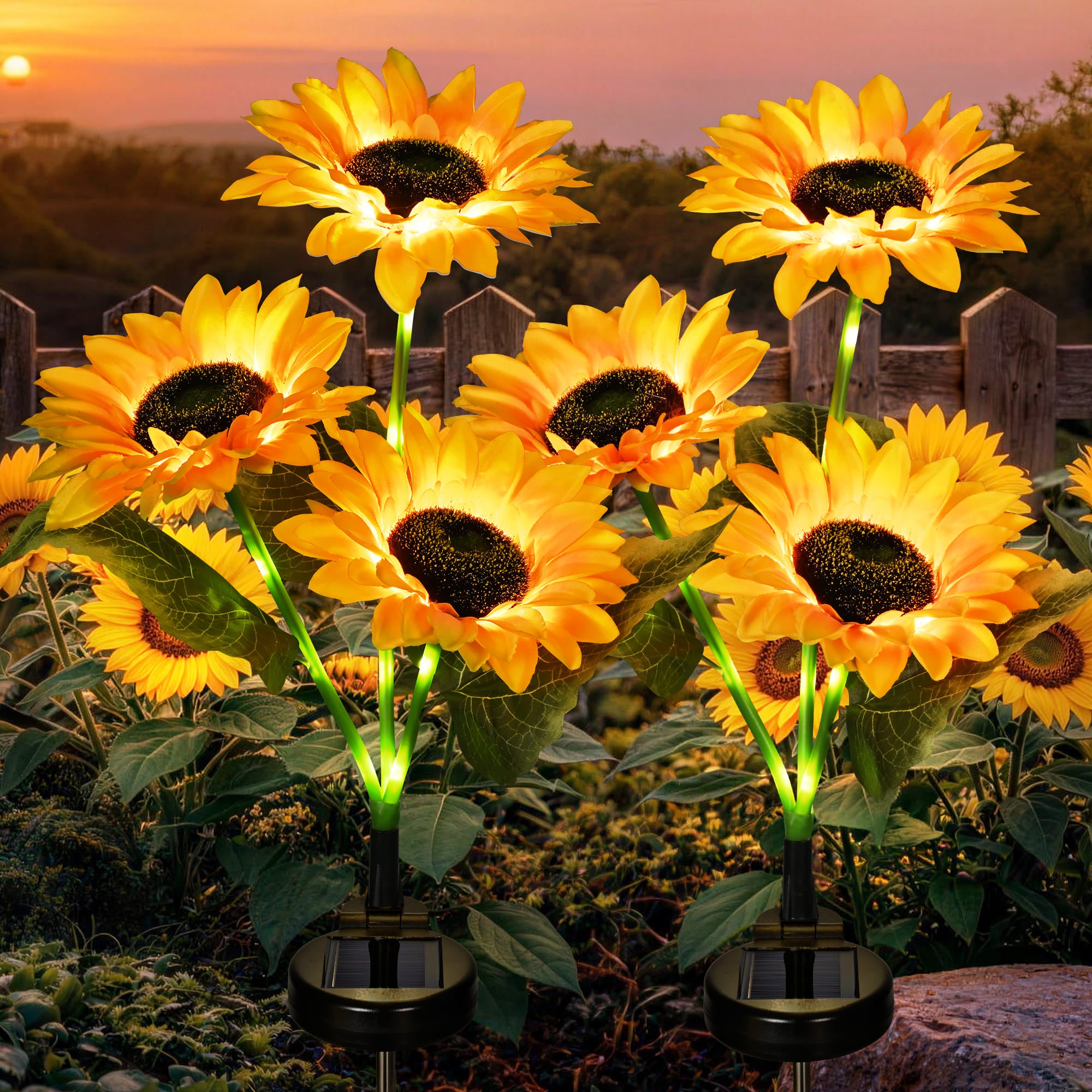 GIGALUMI Artificial Sunflower Solar Lights