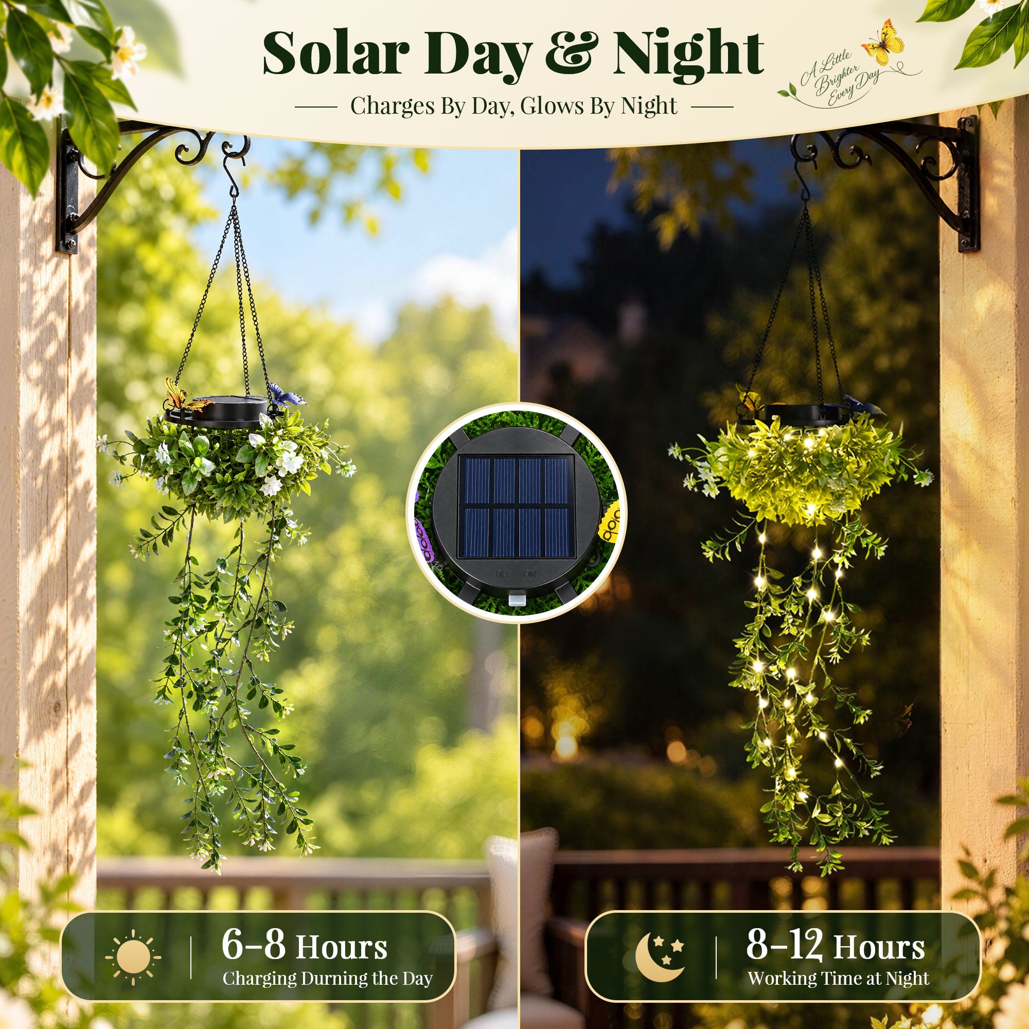 Solar Hanging Milan Grass Garden Decor Lanterns, Outdoor Lights 2 Pack