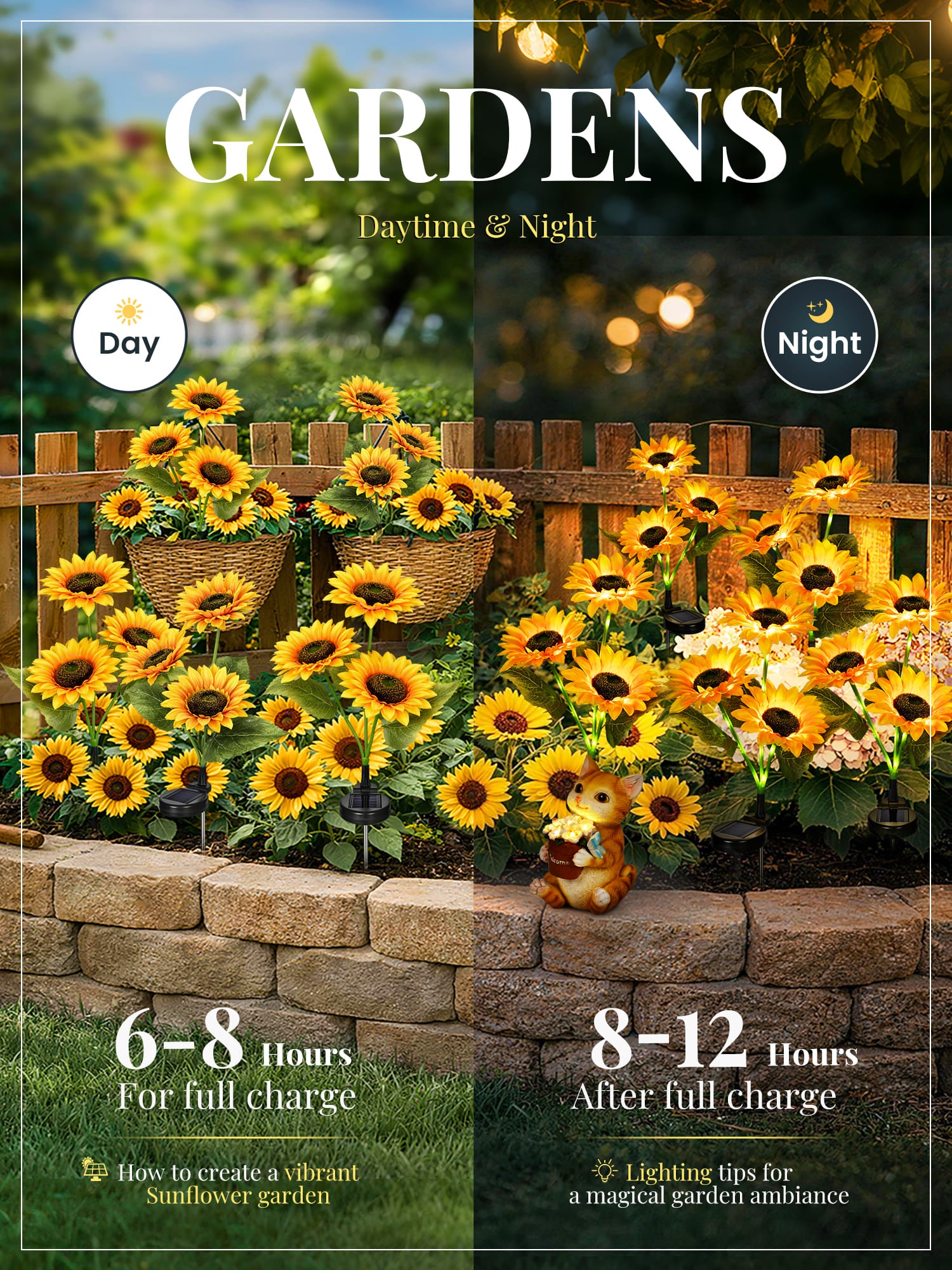 GIGALUMI Artificial Sunflower Solar Lights