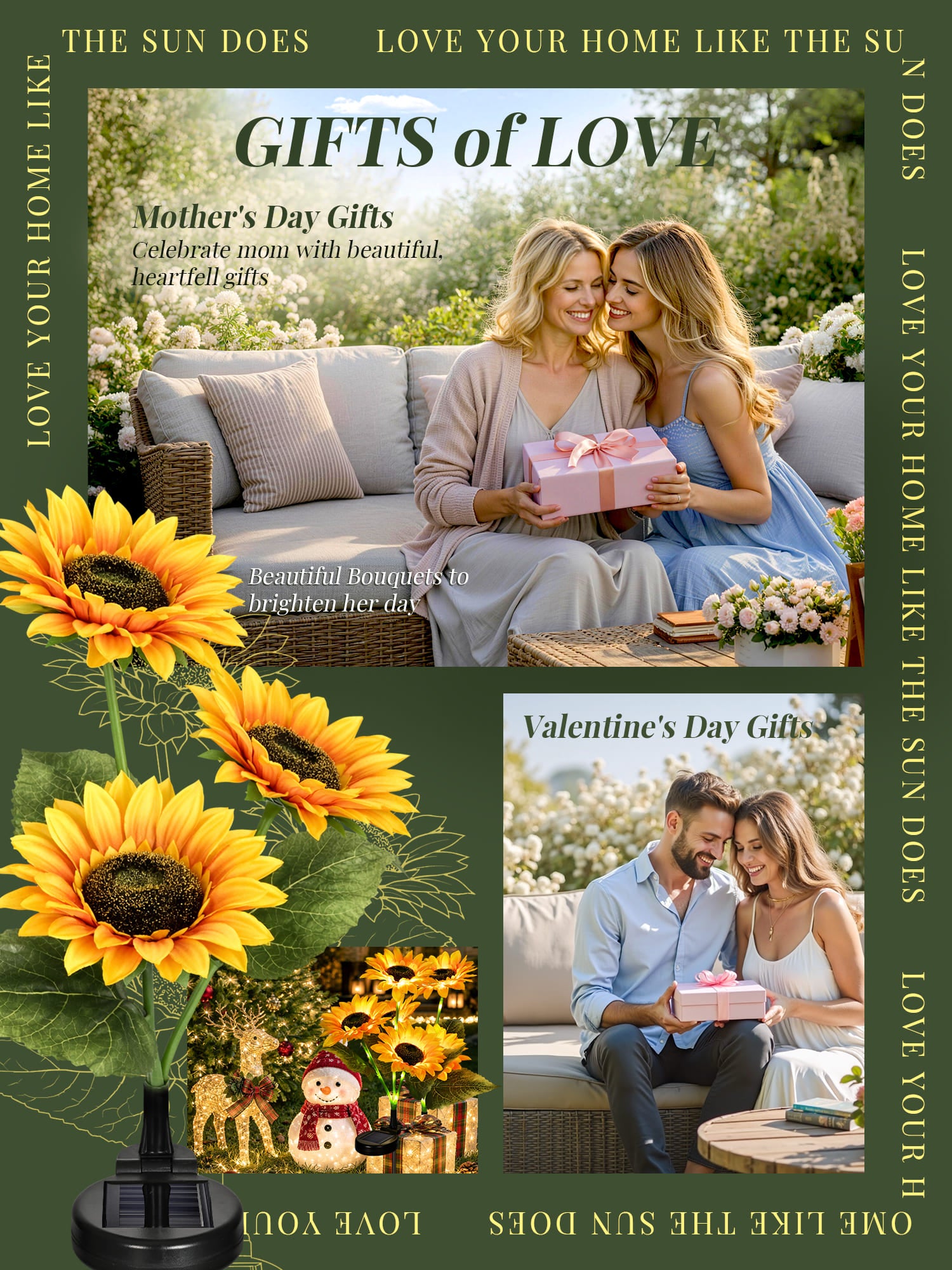 GIGALUMI Artificial Sunflower Solar Lights