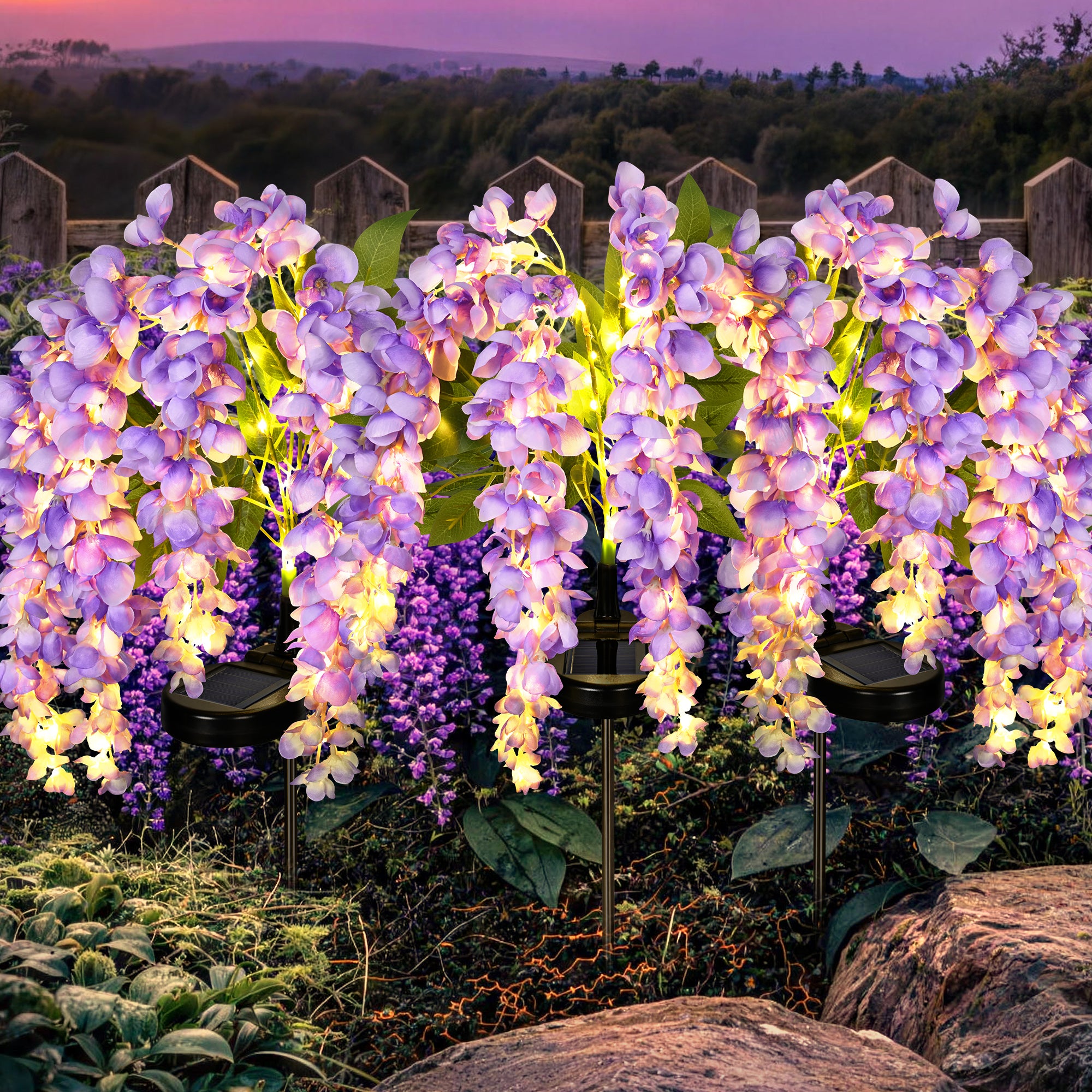GIGALUMI Artificial Wisteria Solar Lights (3&6 Pack)