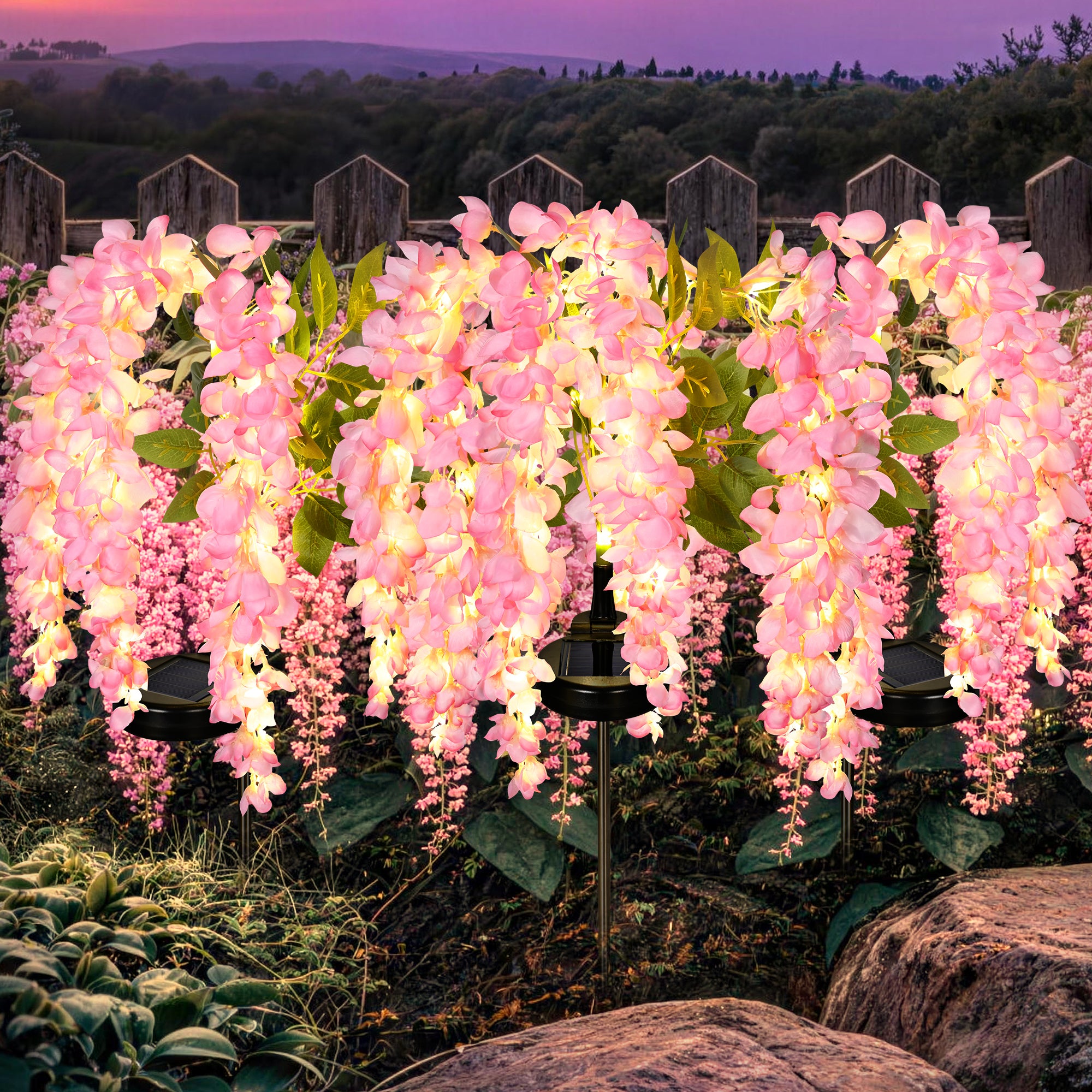 GIGALUMI Artificial Wisteria Solar Lights (3&6 Pack)