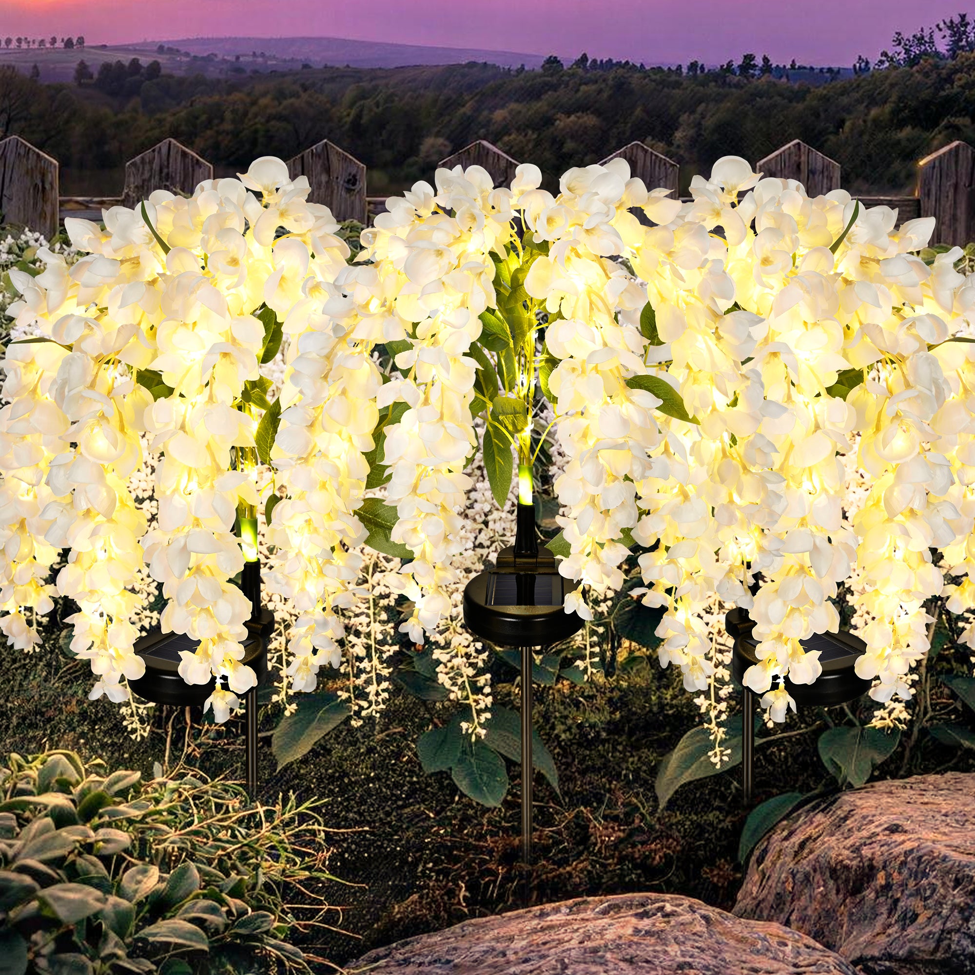 GIGALUMI Artificial Wisteria Solar Lights (3&6 Pack)