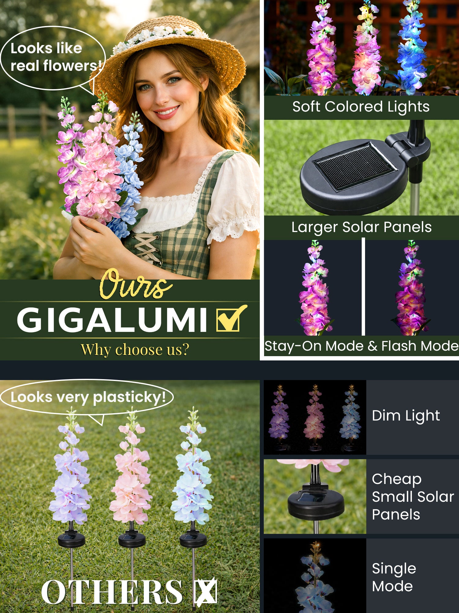 GIGALUMI Delphinium Solar Lights