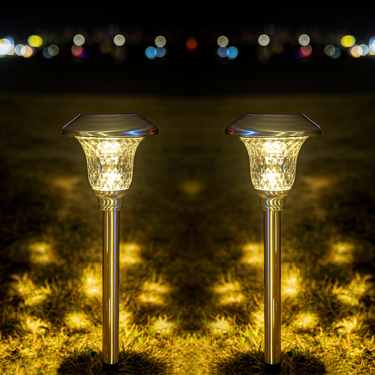 Gigalumi Hammered Metal Solar Yard Lights Set (8 Pack)