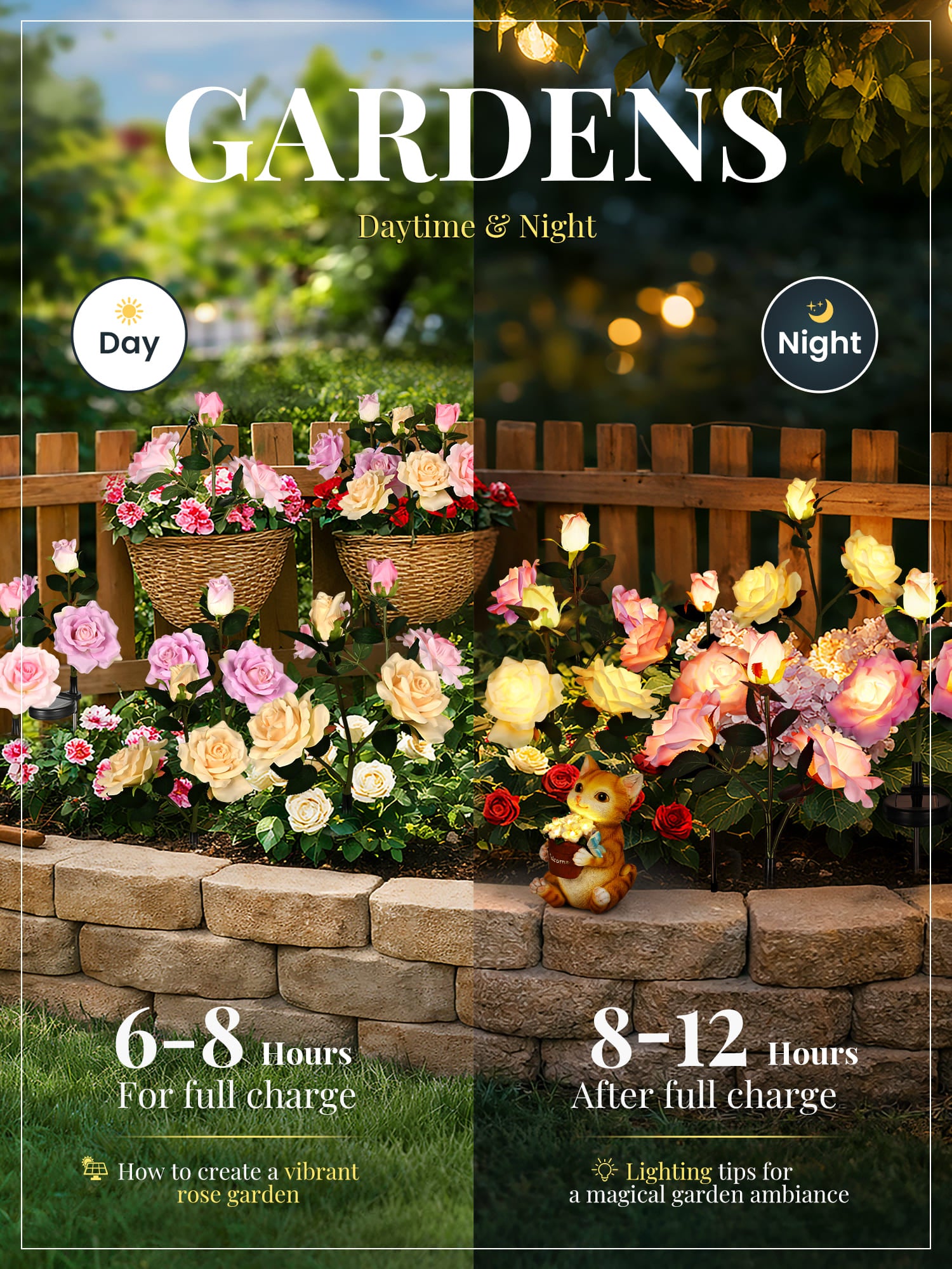 GIGALUMI Artificial Rose Solar Lights