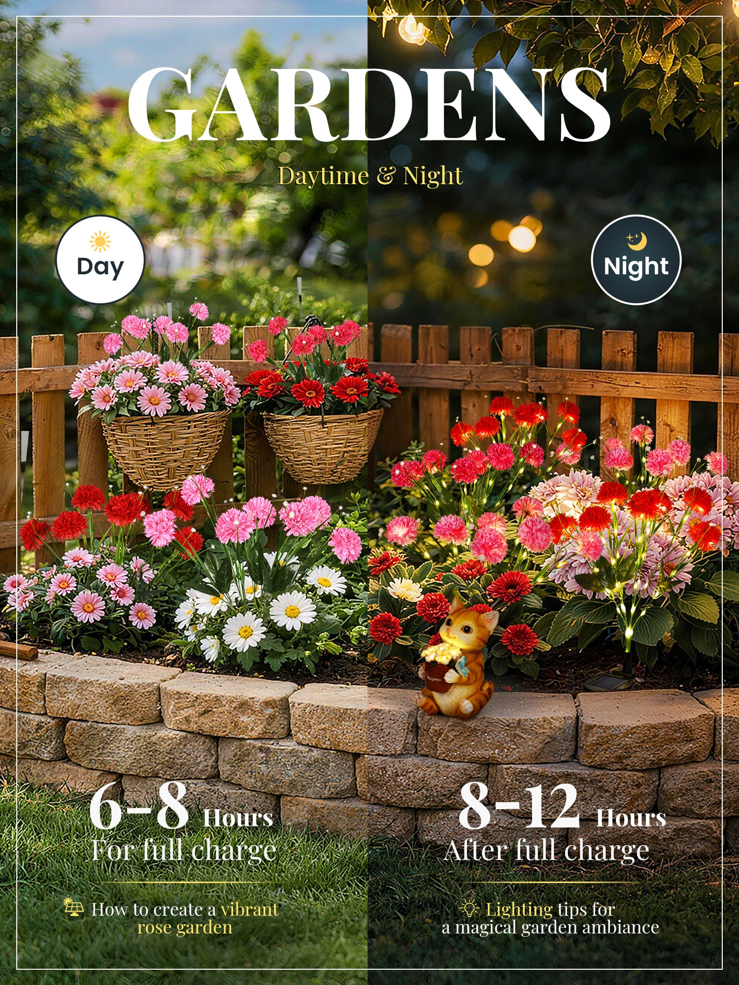 GIGALUMI Artificial Chrysanthemums Solar Lights (3&6 Pack)