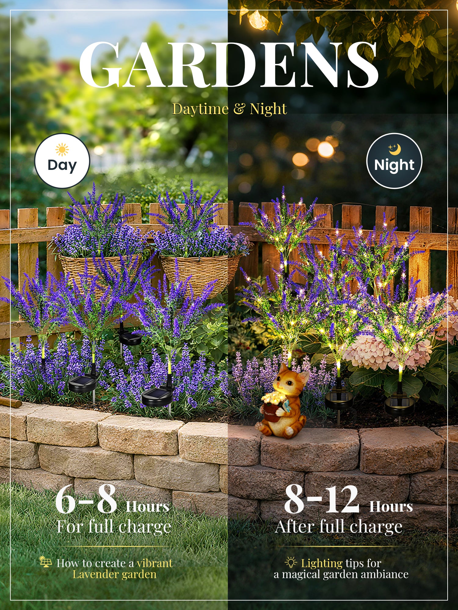 GIGALUMI Artificial Lavender Solar Lights