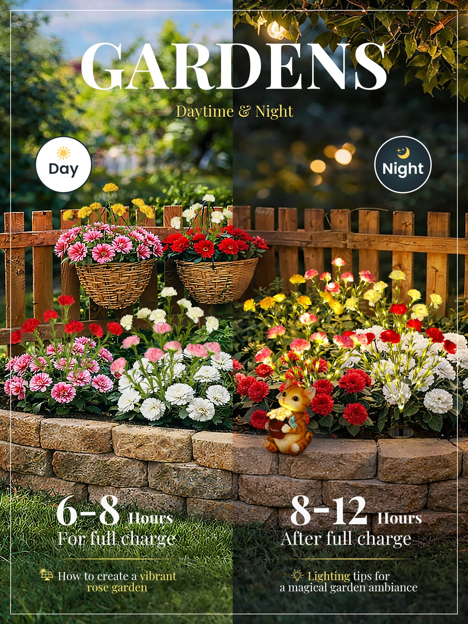 GIGALUMI Artificial Carnations Solar Lights