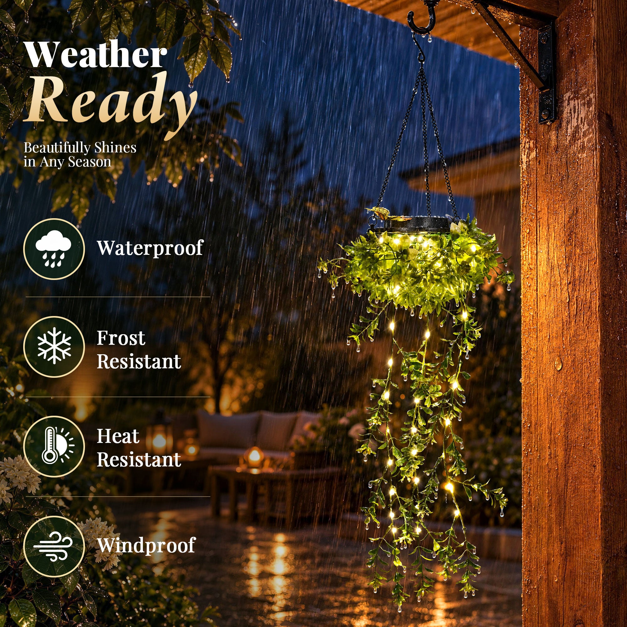 Solar Hanging Milan Grass Garden Decor Lanterns, Outdoor Lights 2 Pack