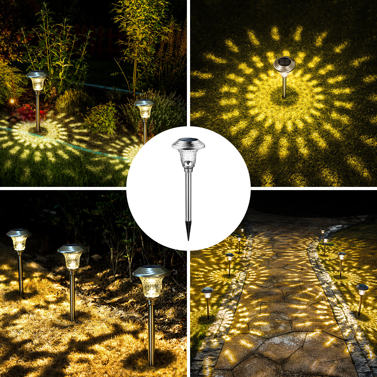 Gigalumi Hammered Metal Solar Yard Lights Set (8 Pack)