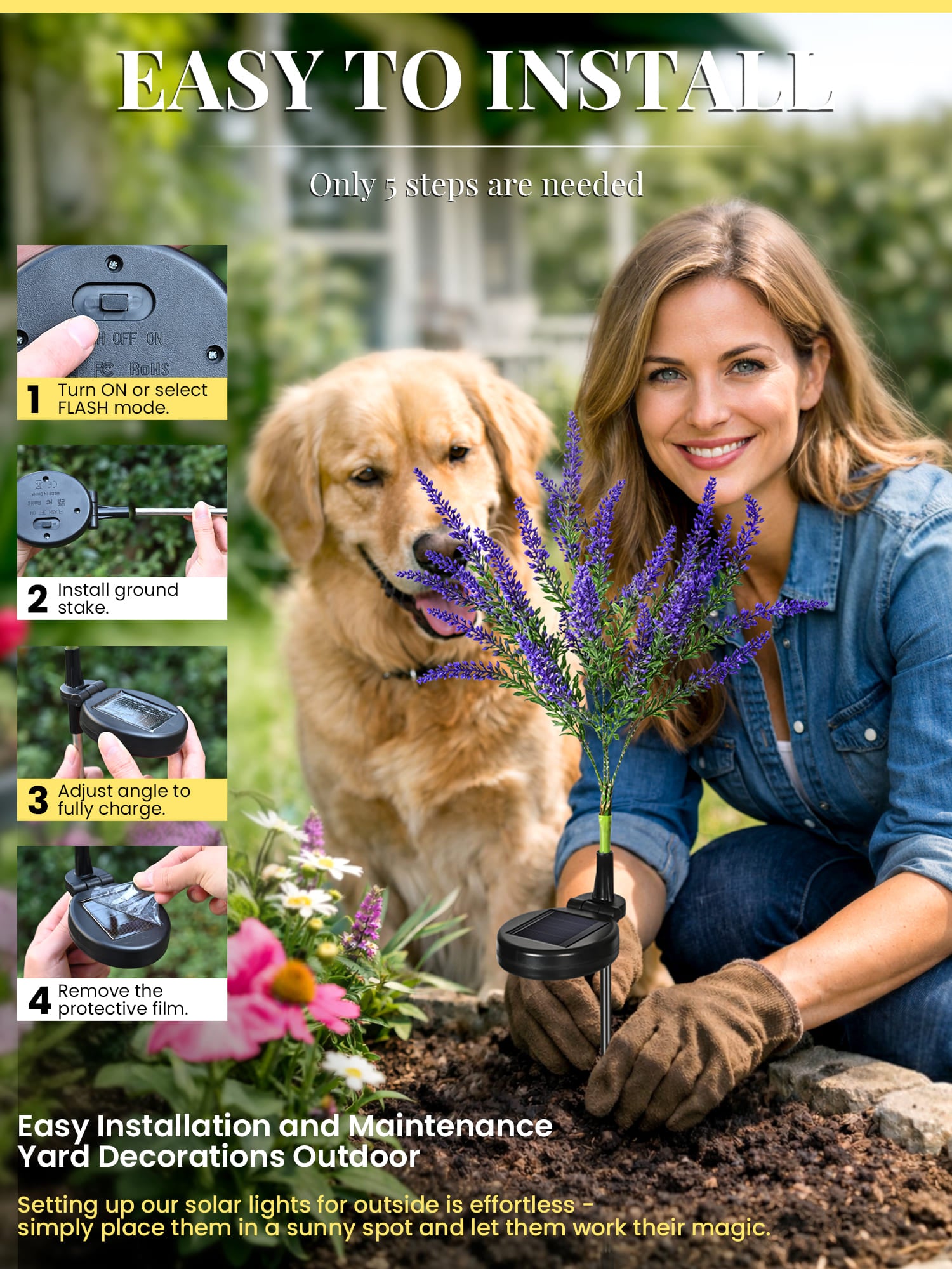 GIGALUMI Artificial Lavender Solar Lights