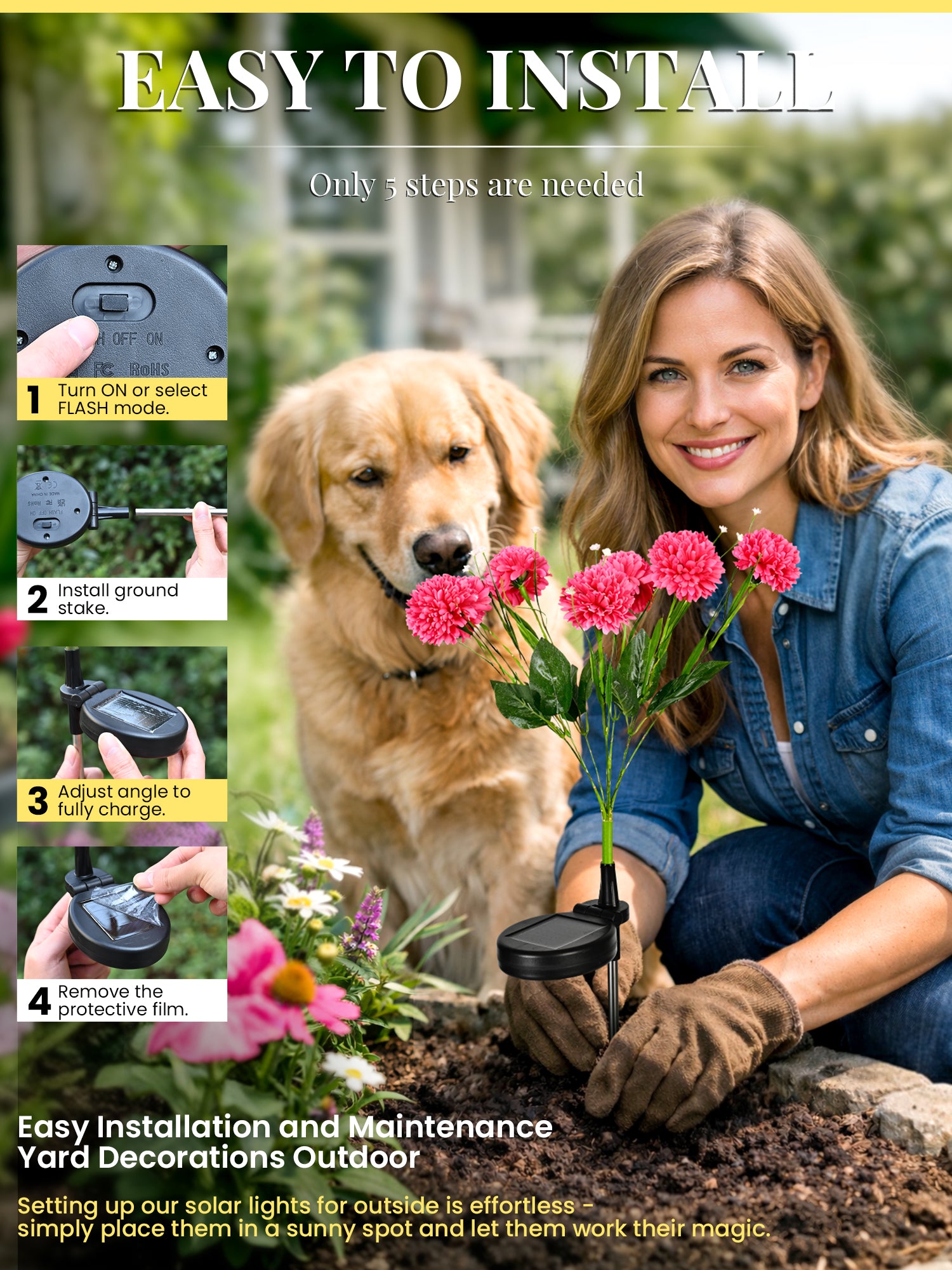 GIGALUMI Artificial Chrysanthemums Solar Lights (3&6 Pack)