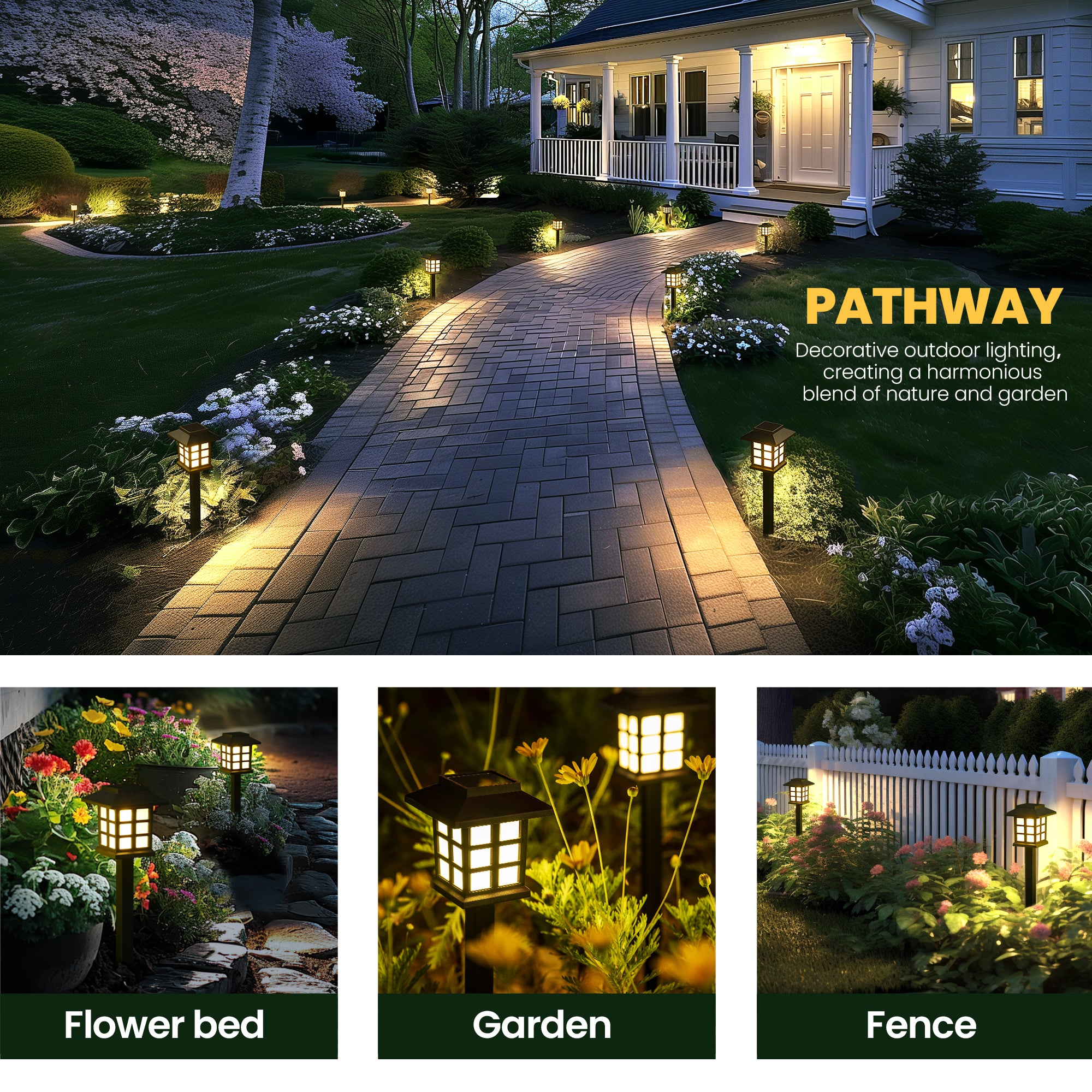 GIGALUMI 10 Pack  LED Solar Pathway Lights