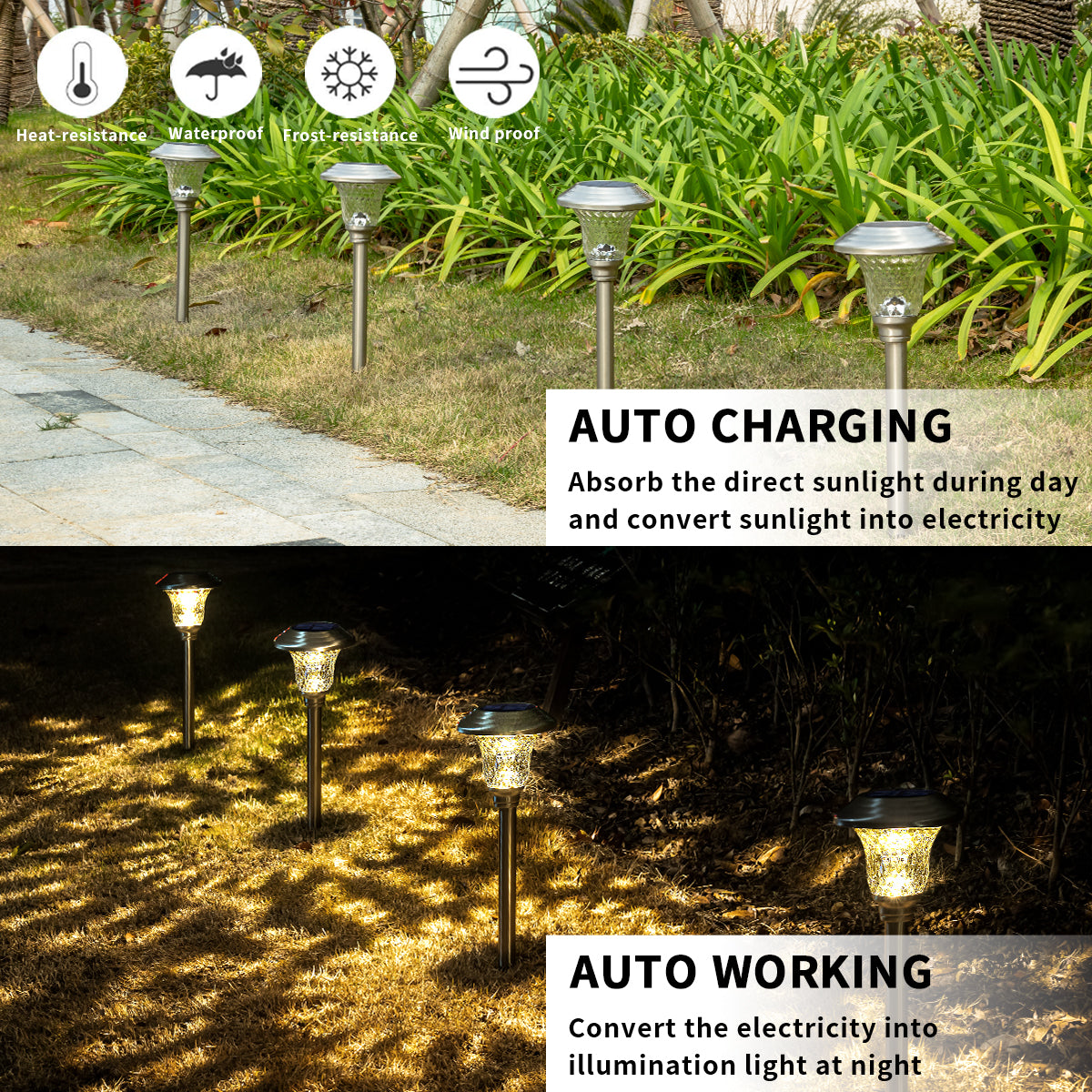 Gigalumi Hammered Metal Solar Yard Lights Set (8 Pack)