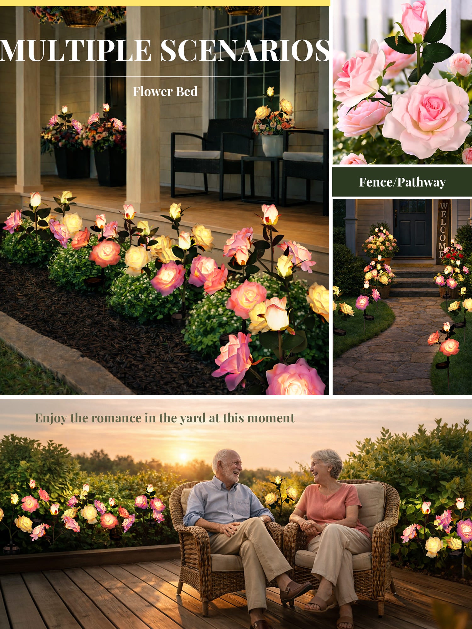 GIGALUMI Artificial Rose Solar Lights