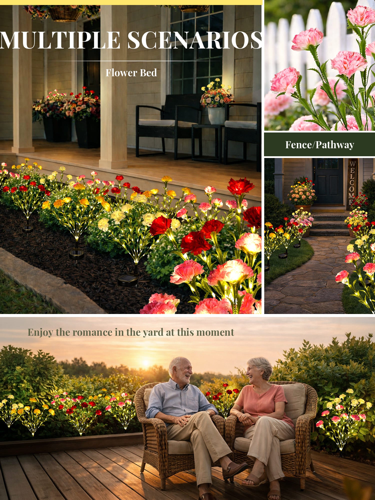 GIGALUMI Artificial Carnations Solar Lights