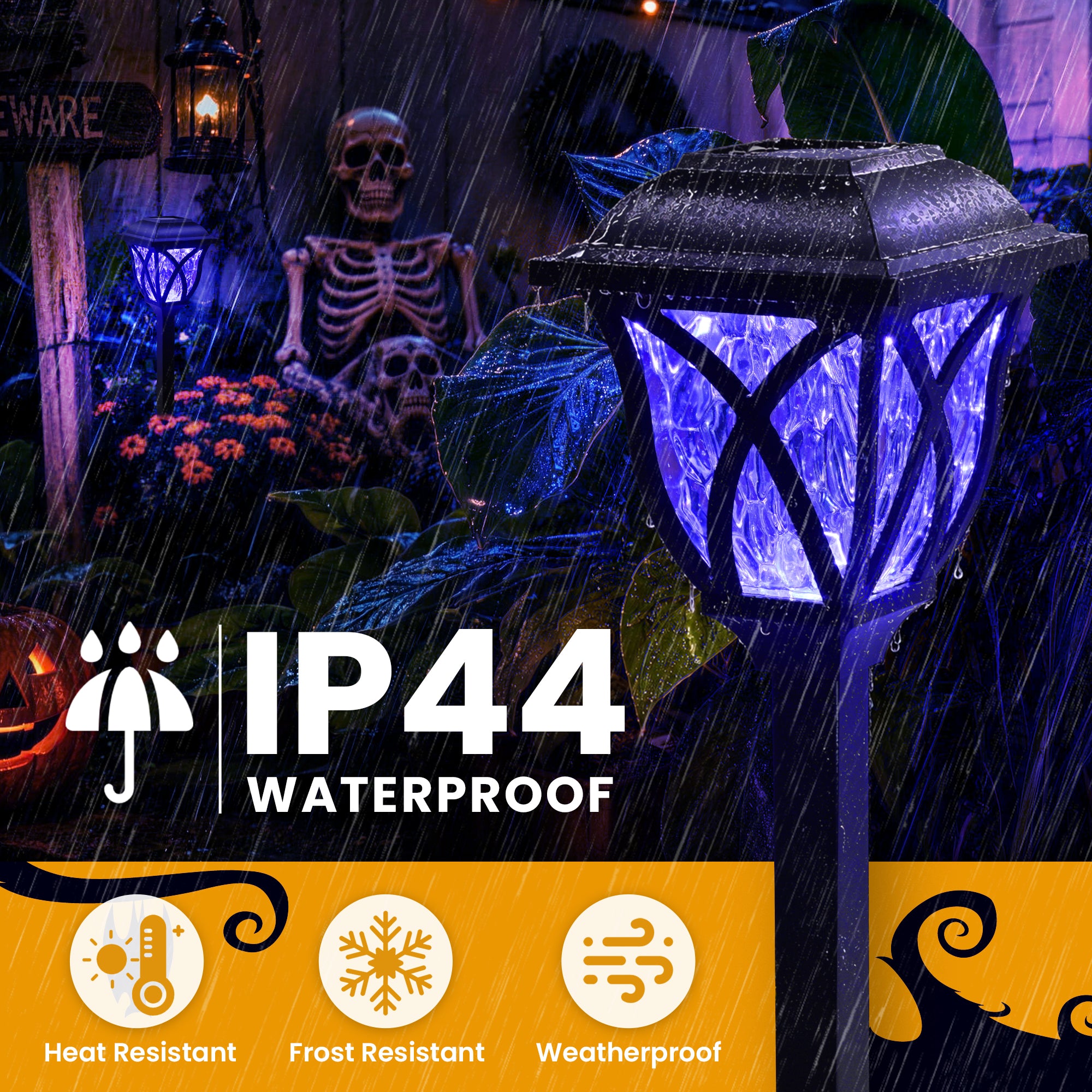 GIGALUMI Solar Halloween Lights Outdoor Decor, Solar Pathway Lights 6 Pack
