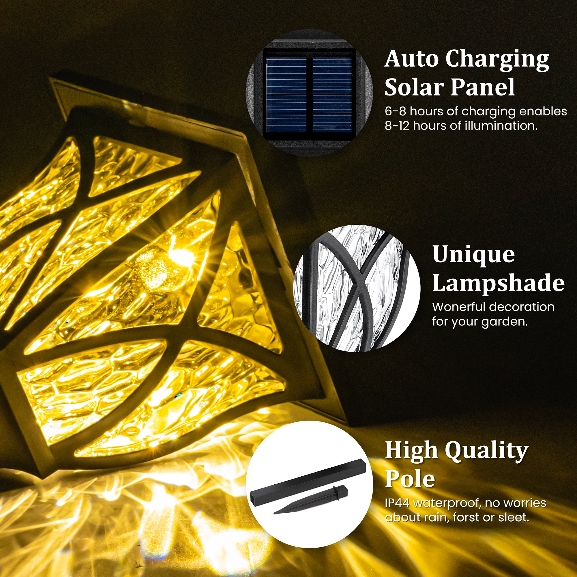 Gigalumi Hammered Solar Walkway Lights Set (6/8 Pack)