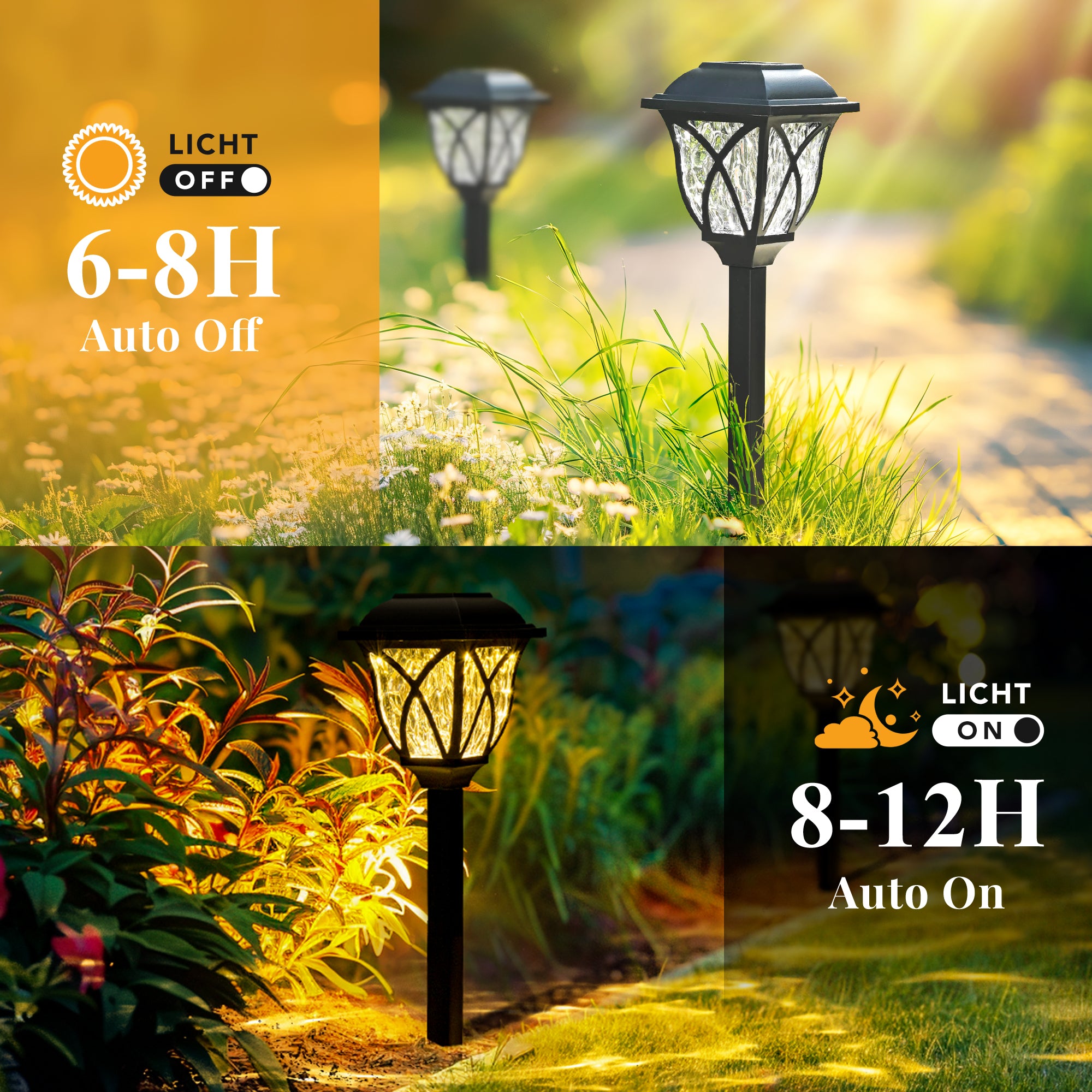 Gigalumi Hammered Solar Walkway Lights Set (6/8 Pack)