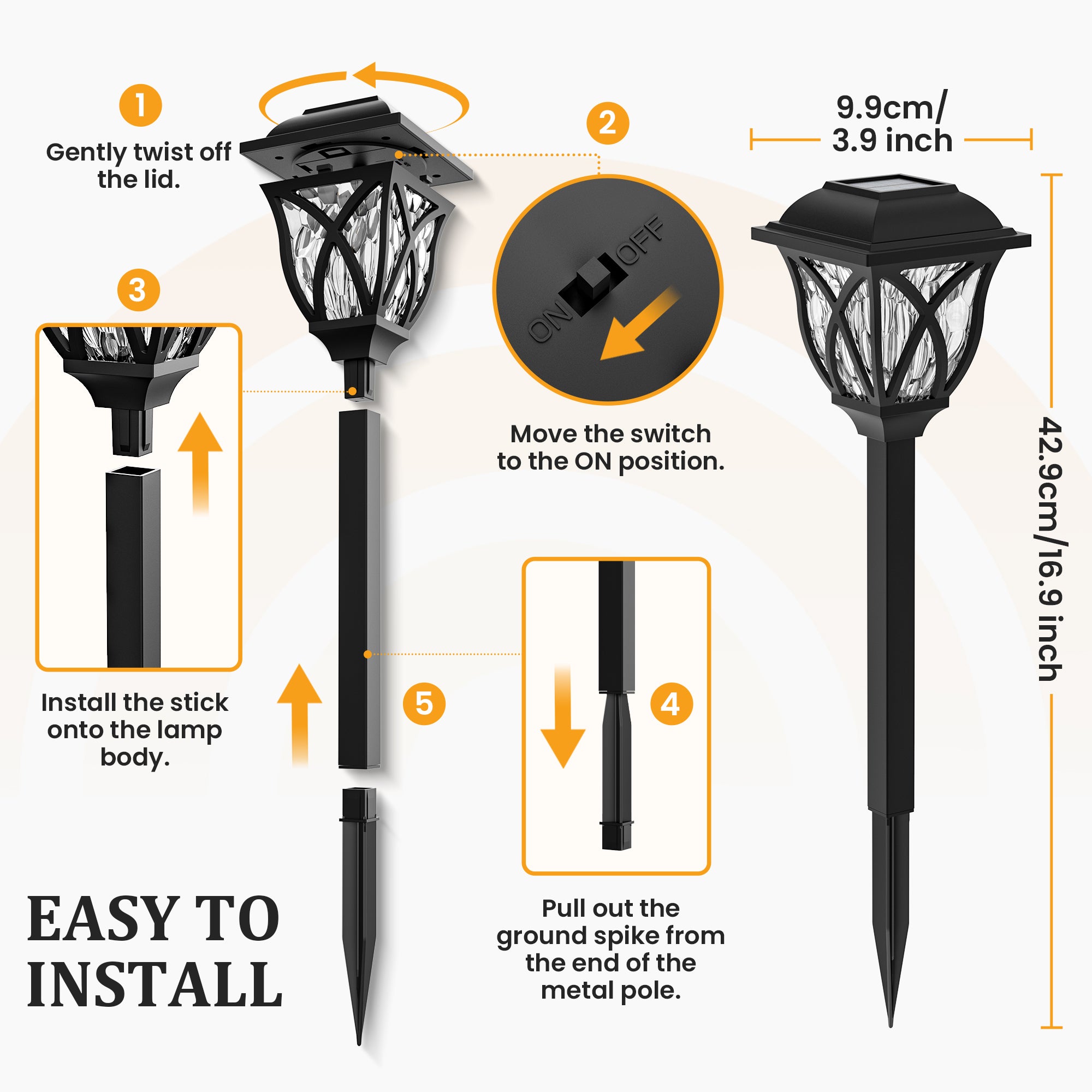 Gigalumi Hammered Solar Walkway Lights Set (6/8 Pack)