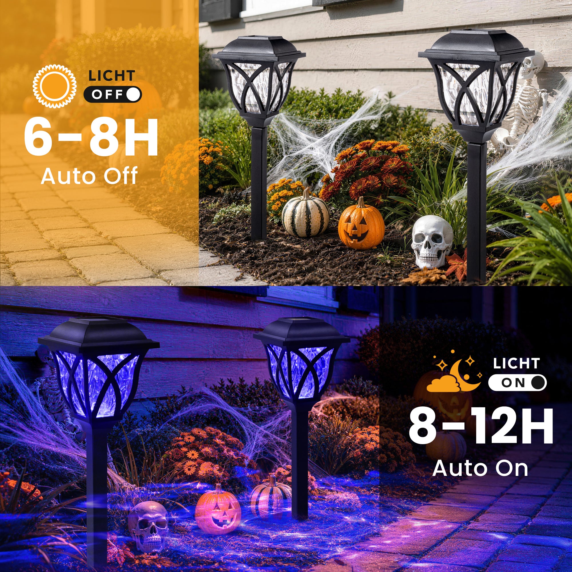 GIGALUMI Solar Halloween Lights Outdoor Decor, Solar Pathway Lights 6 Pack