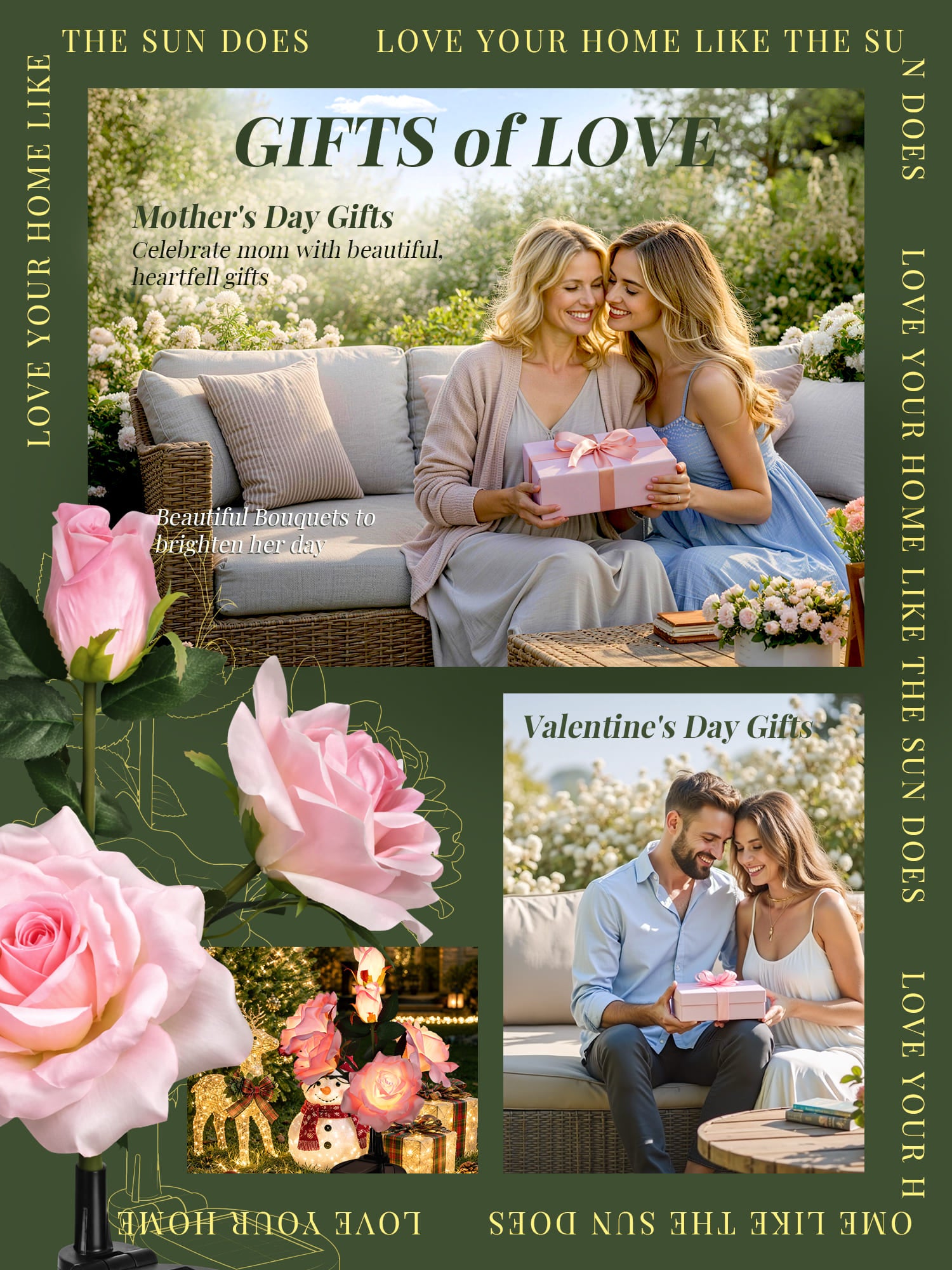 GIGALUMI Artificial Rose Solar Lights