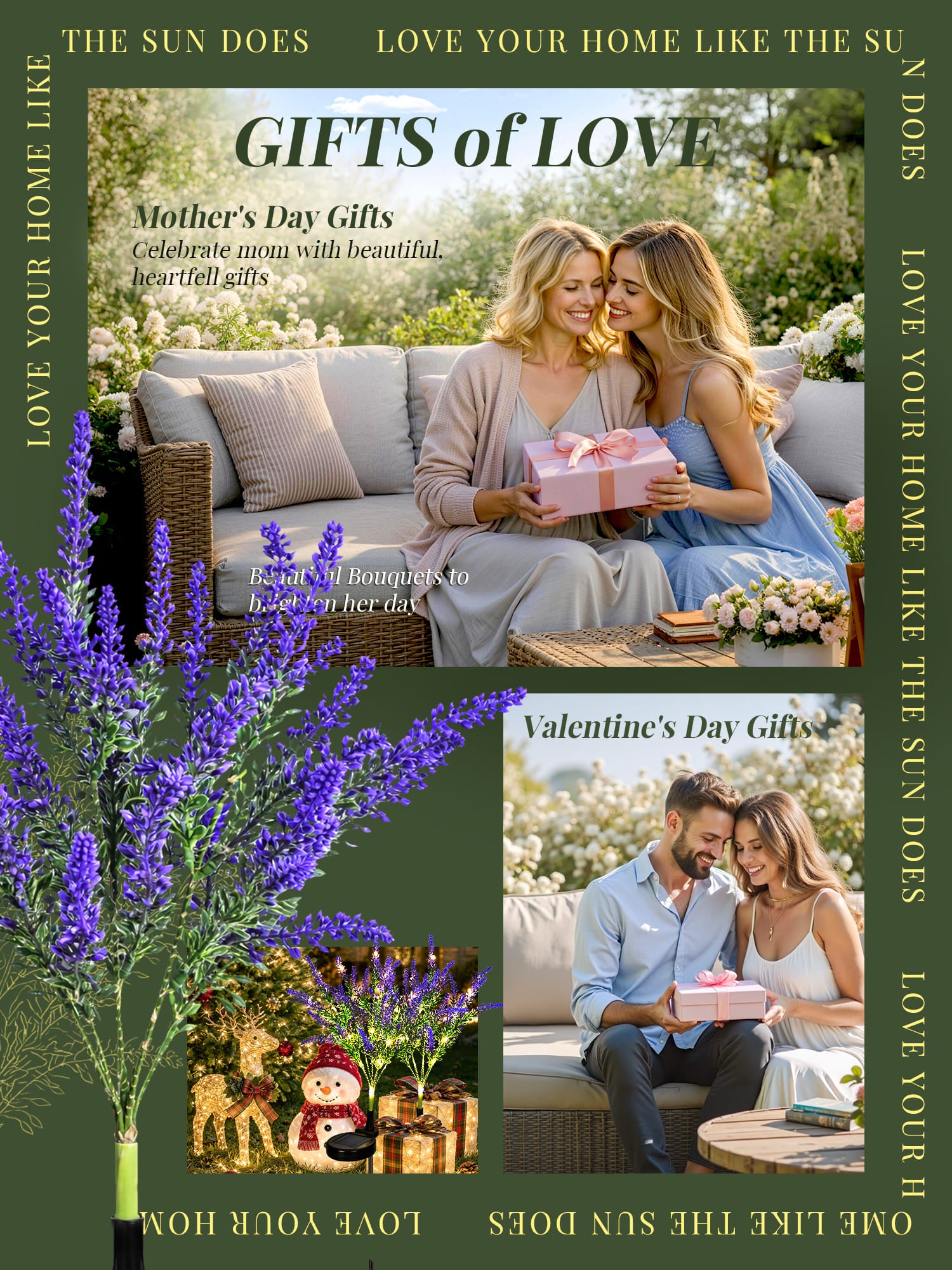 GIGALUMI Artificial Lavender Solar Lights