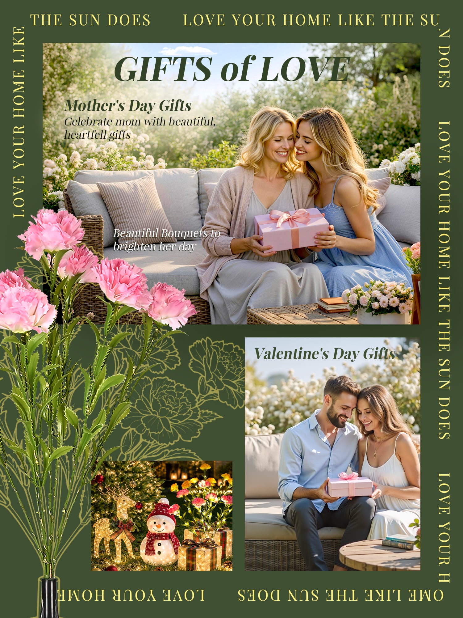 GIGALUMI Artificial Carnations Solar Lights