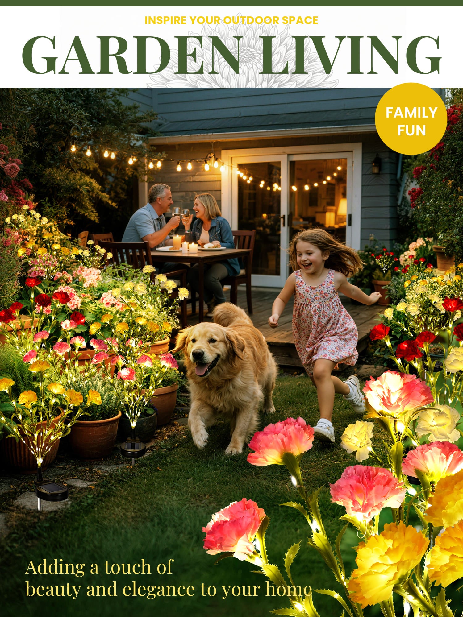 GIGALUMI Artificial Carnations Solar Lights