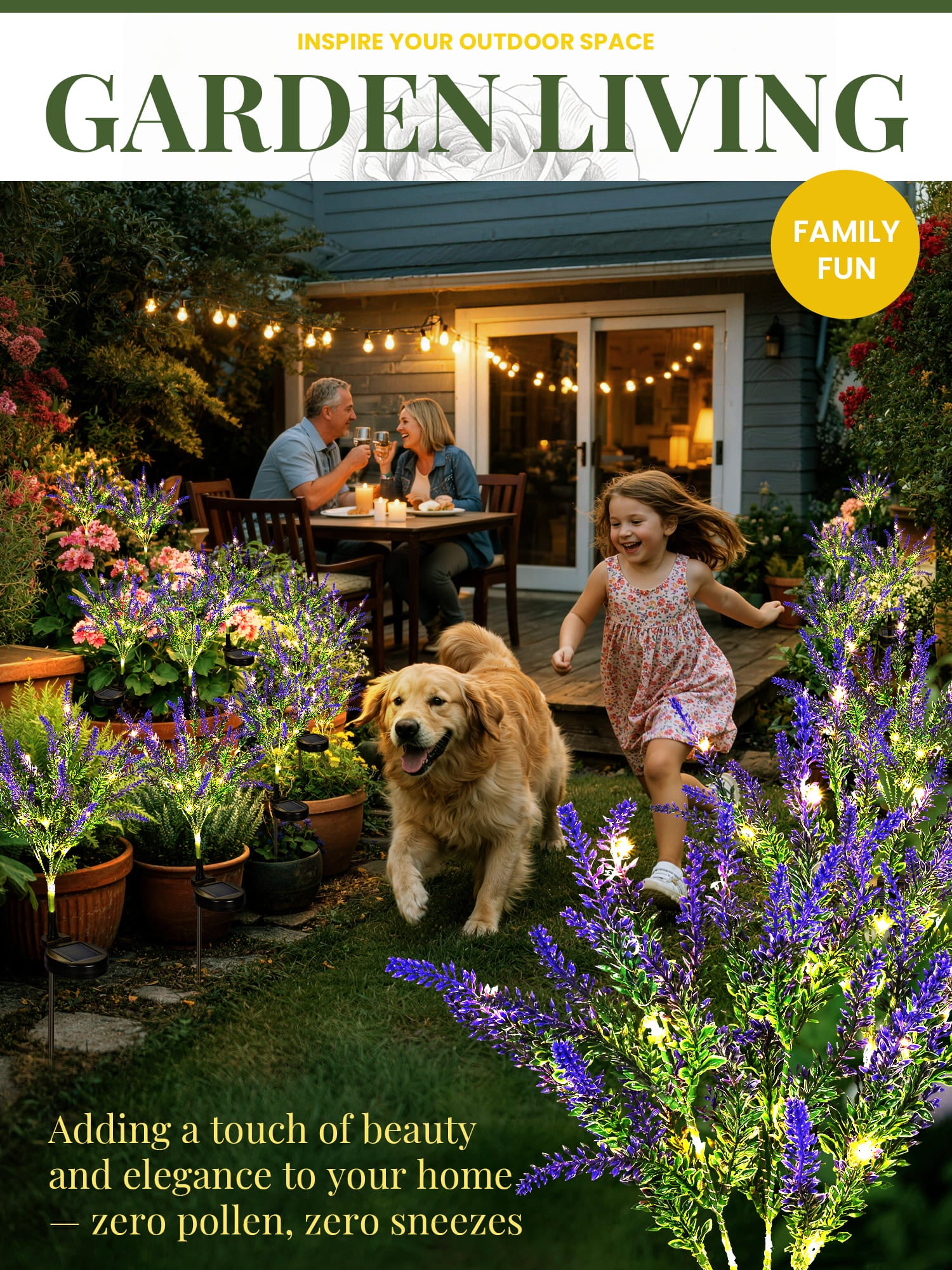 GIGALUMI Artificial Lavender Solar Lights