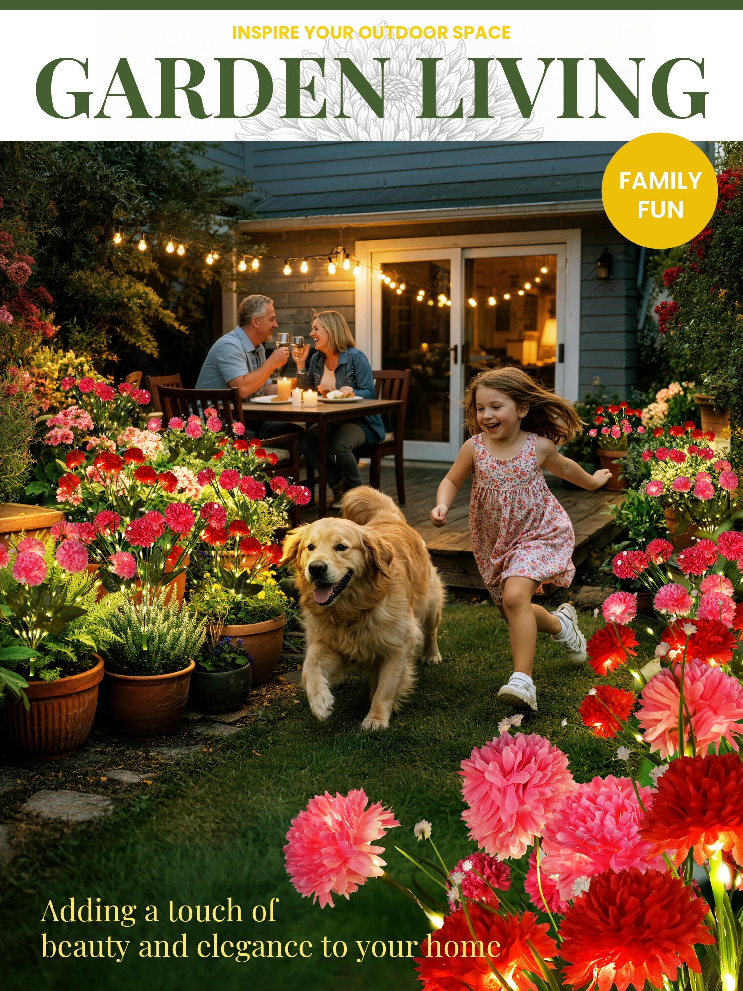 GIGALUMI Artificial Chrysanthemums Solar Lights (3&6 Pack)