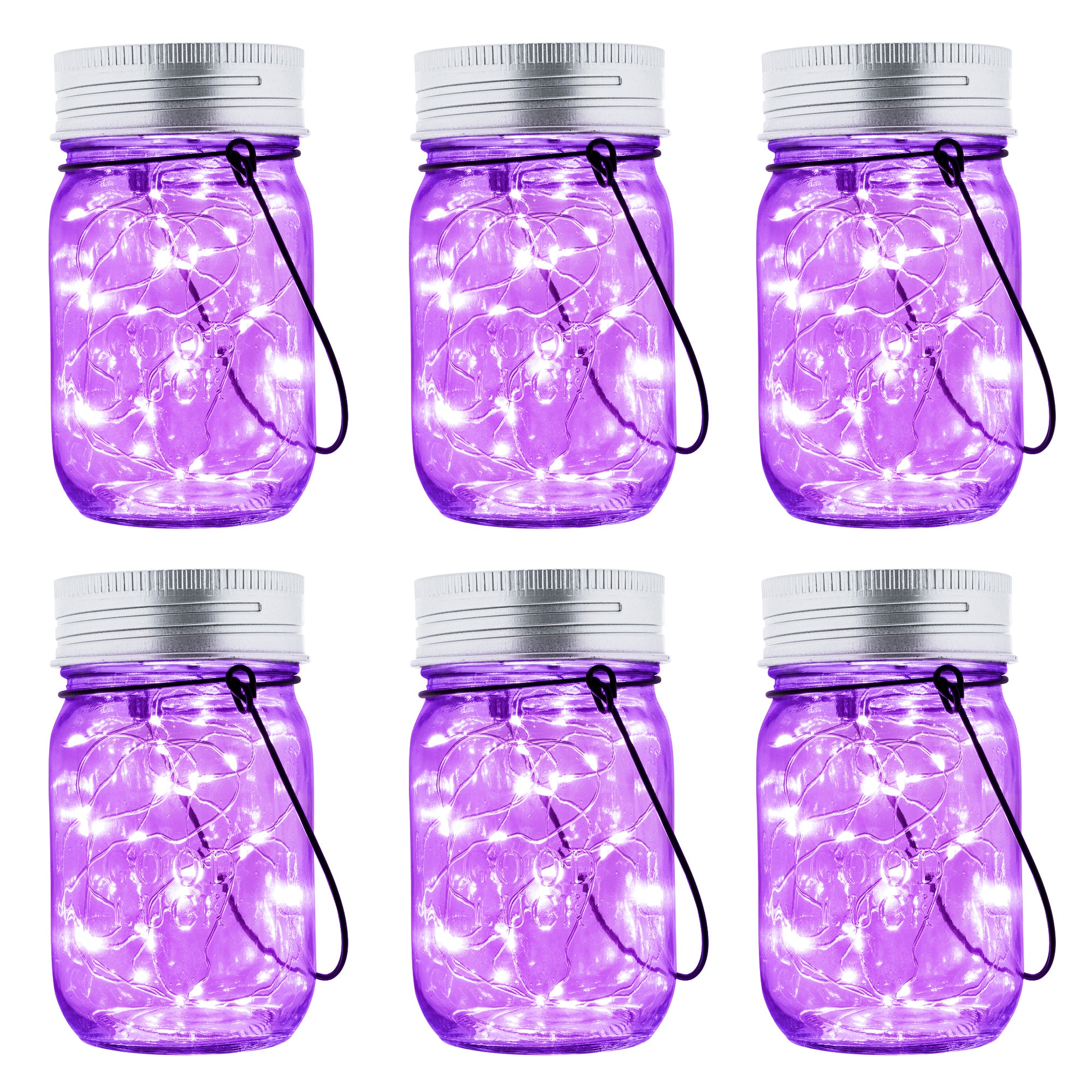 GIGALUMI Hanging Mason Jar Solar Lights 6 Pack for Halloween Decorations