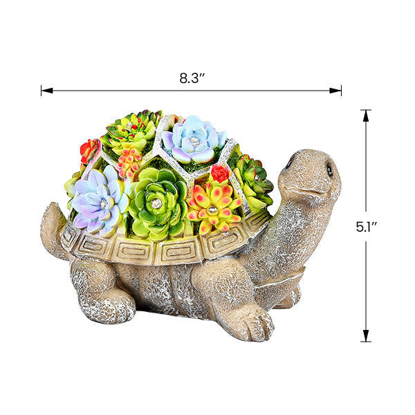 turtle succulent garden Gigalumi Solar Succulent Turtle Yard Statue Set (1 Pack)