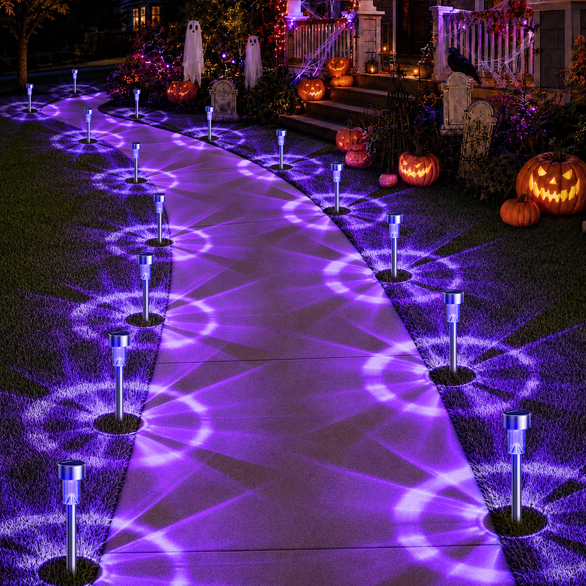 GIGALUMI Solar Halloween Lights Outdoor Waterproof Halloween Decor