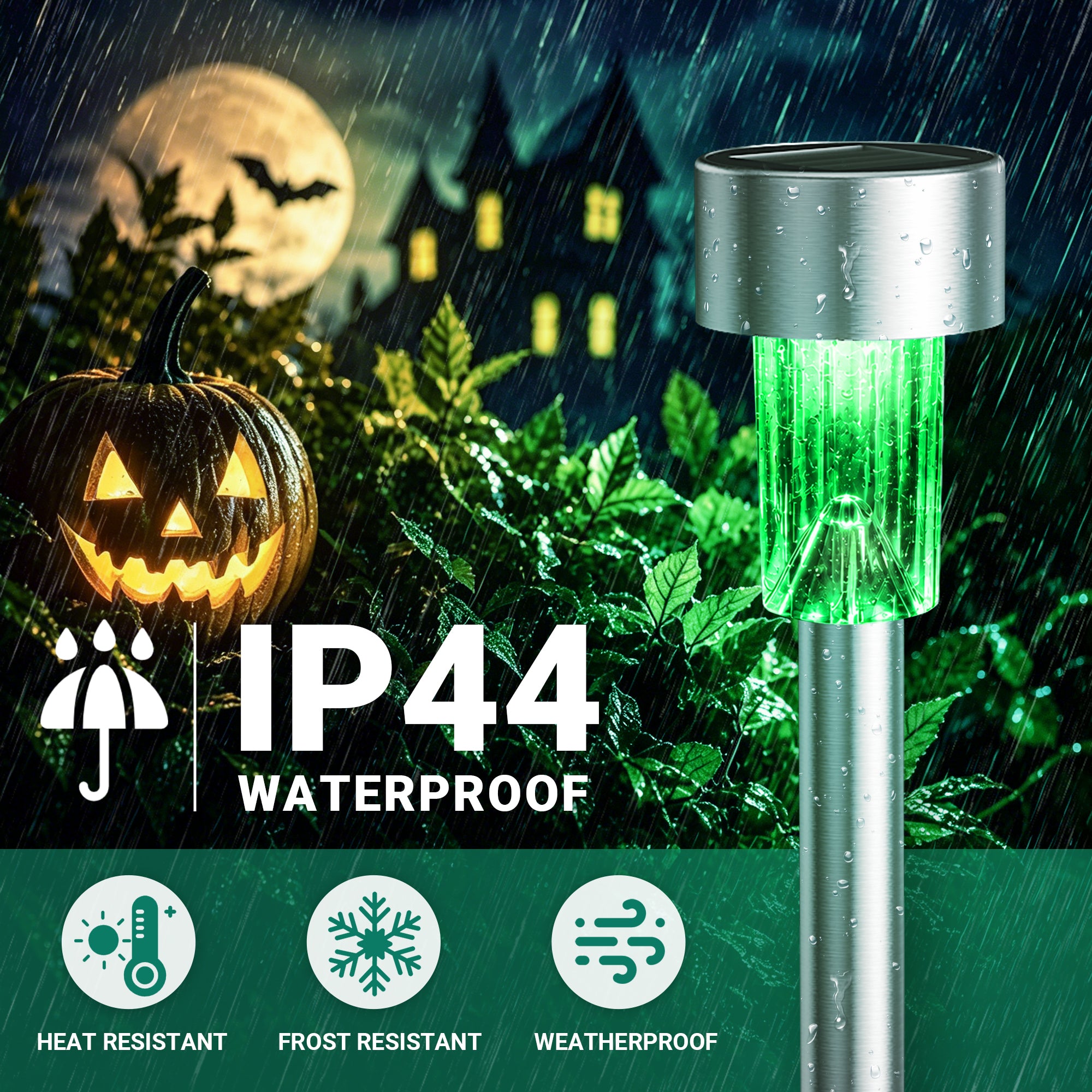 GIGALUMI Green Solar Pathway Lights, 20-Pack Outdoor Halloween Decor