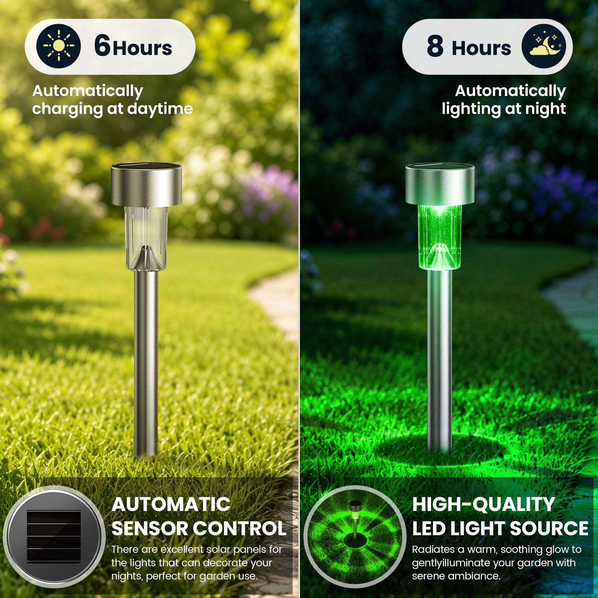 GIGALUMI Green Solar Pathway Lights, 20-Pack Outdoor Halloween Decor