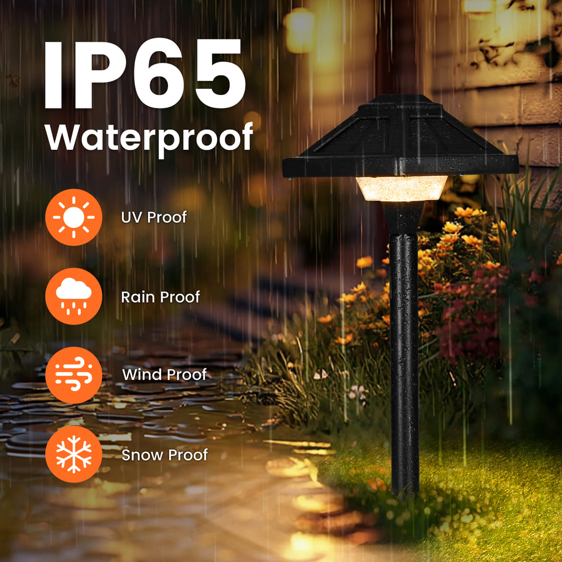 GIGALUMI Warm White Hexagon Solar LED Landscape Light, Waterproof Pathway Light 2-Pack