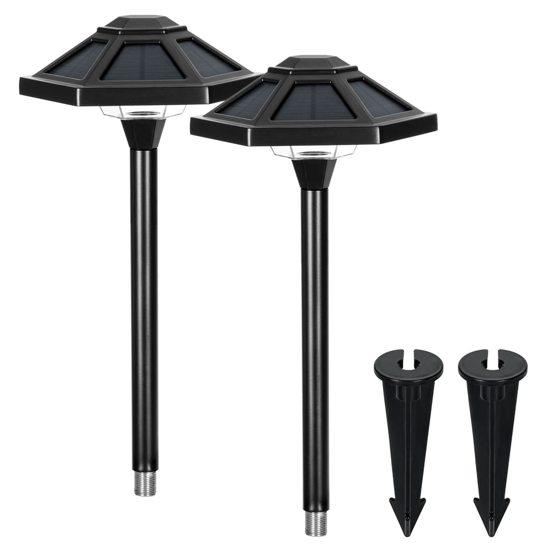 GIGALUMI Warm White Hexagon Solar LED Landscape Light, Waterproof Pathway Light 2-Pack