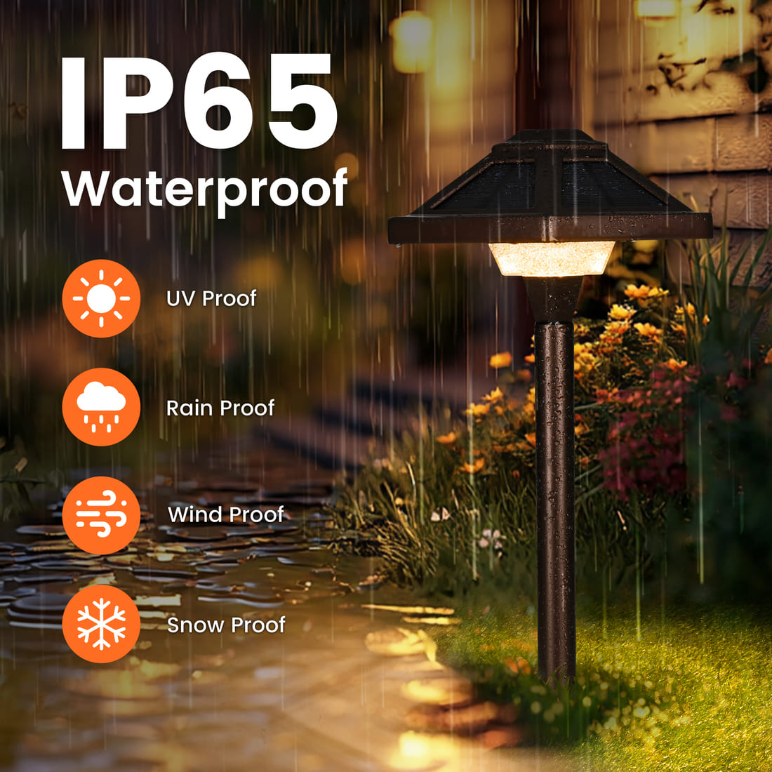 GIGALUMI Warm White Hexagon Solar LED Landscape Light, Waterproof Pathway Light 2-Pack