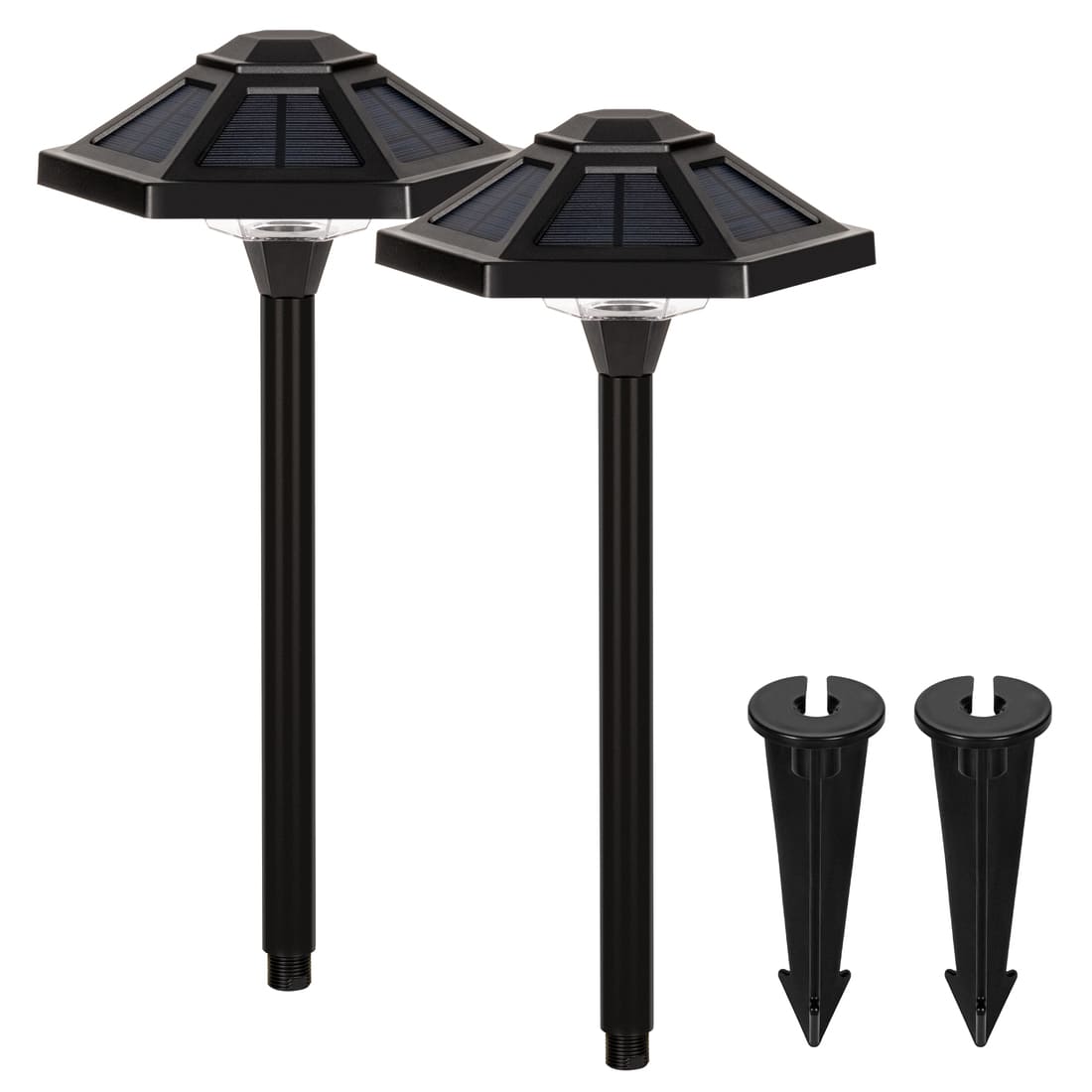 GIGALUMI Warm White Hexagon Solar LED Landscape Light, Waterproof Pathway Light 2-Pack
