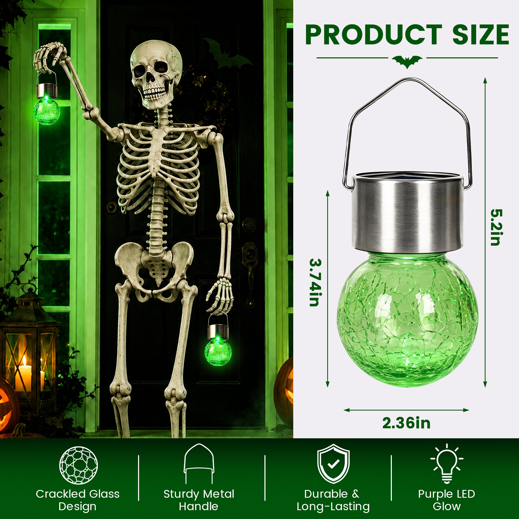 GIGALUMI Halloween Solar Lights Outdoor Solar Hanging Lanterns Outside 12PC